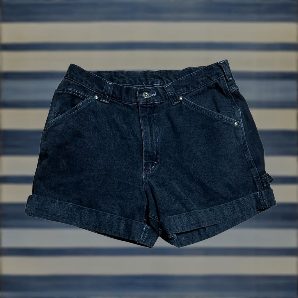 Lee Lee Dungarees Women's Vintage Black Carpenter Cargo Short Size 34 Y2K Jeans Size 25" / US 0 / IT 36 - 1 Thumbnail