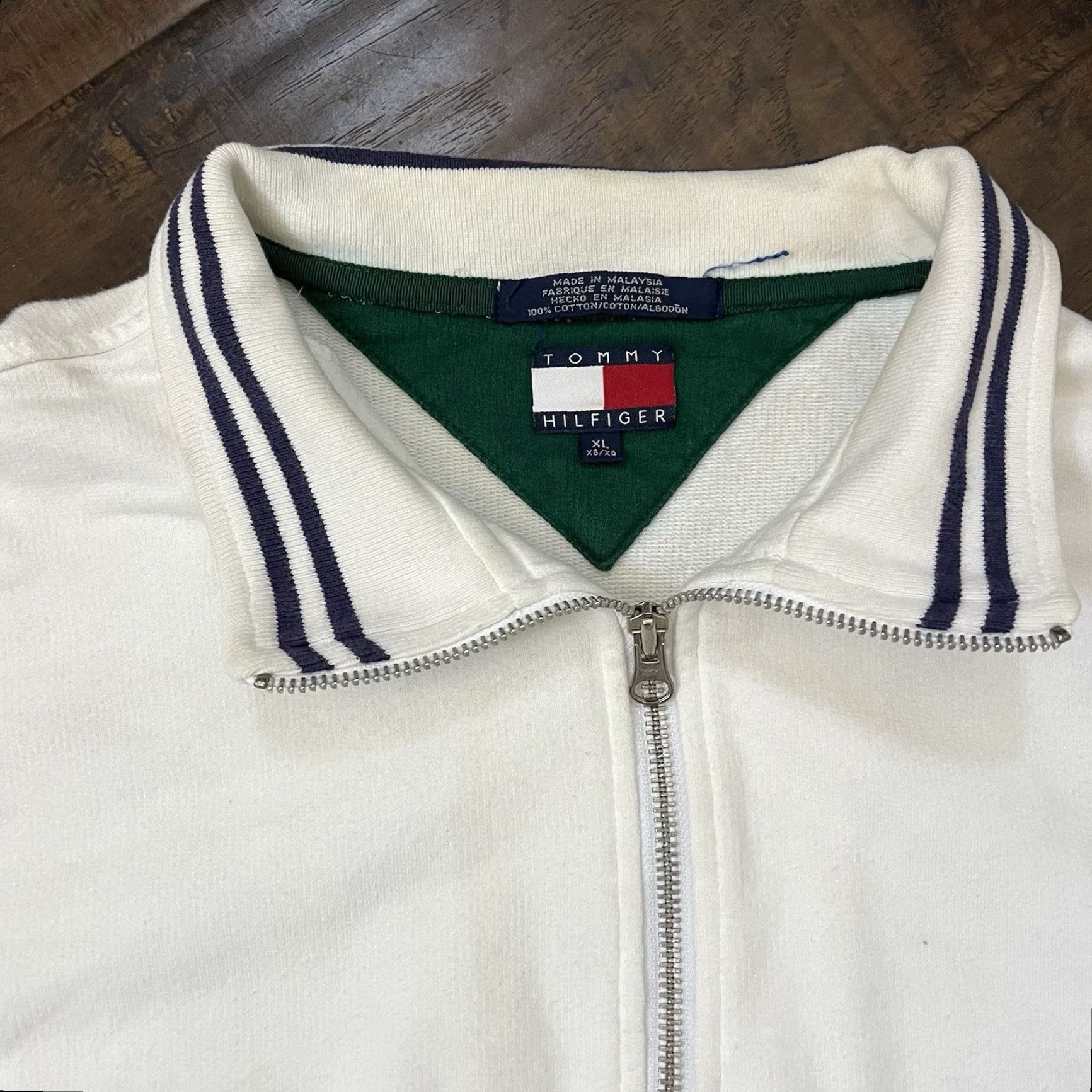 Tommy Hilfiger VINTAGE Tommy Hilfiger Jumper Pullover 1/4 Zip Beige Mens XL Knit Knitwear Zip Logo Classic Outdoor 90s Y2K Size US XL / EU 56 / 4 - 2 Thumbnail