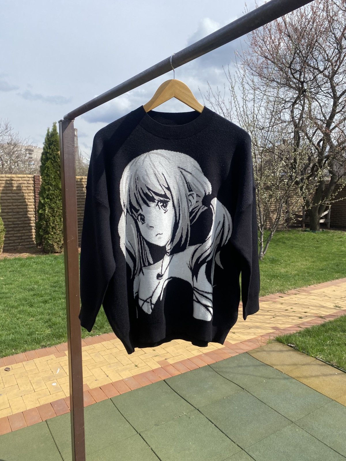 Japanese Brand Anime girl graphic knit sweater, oversized pullover Size L / US 10 / IT 46 - 2 Thumbnail
