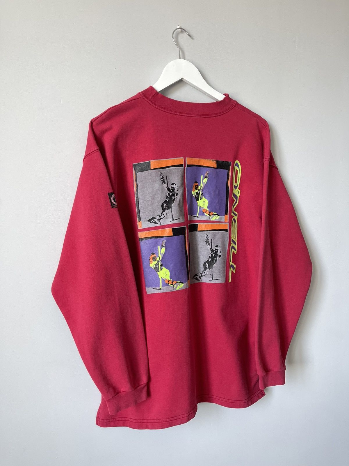 O'Neill Vintage 90s O'Neill Snowboard Surf Ski Faded Crew Sweatshirt Size US L / EU 52-54 / 3 - 4 Thumbnail