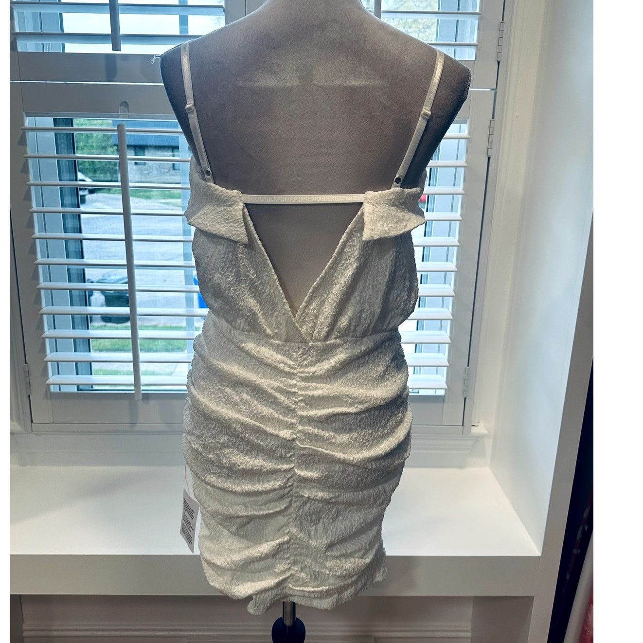 Asos ASOS Women's White Strappy Textured Mini Dress Ruched 6 NWT Size M / US 6-8 / IT 42-44 - 6 Thumbnail