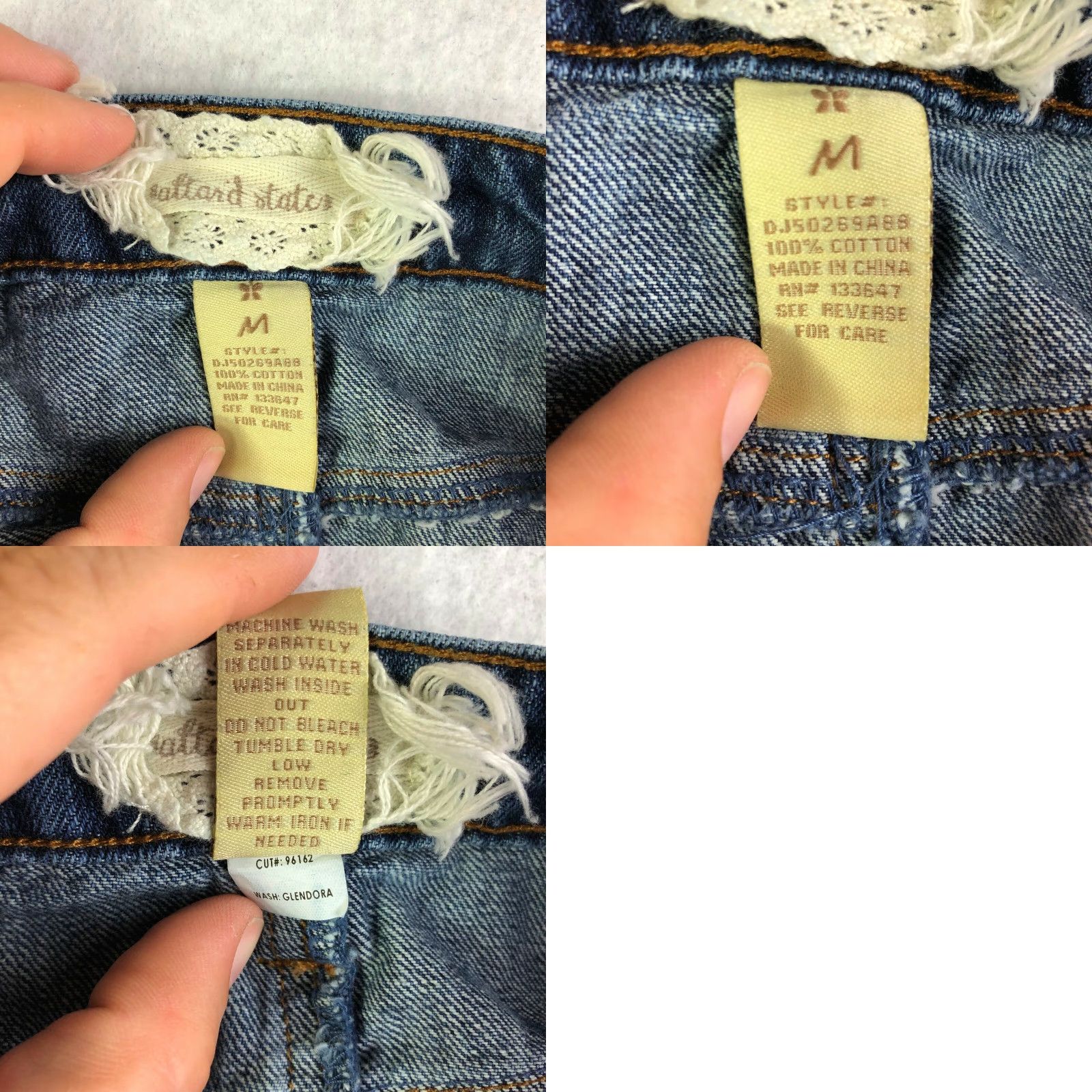 Vintage Altered State Distressed Button Blue Jean Mini Midi Skirt M 31" Waist Blue Denim Skirt Size 32" / US 10 / IT 46 - 8 Thumbnail
