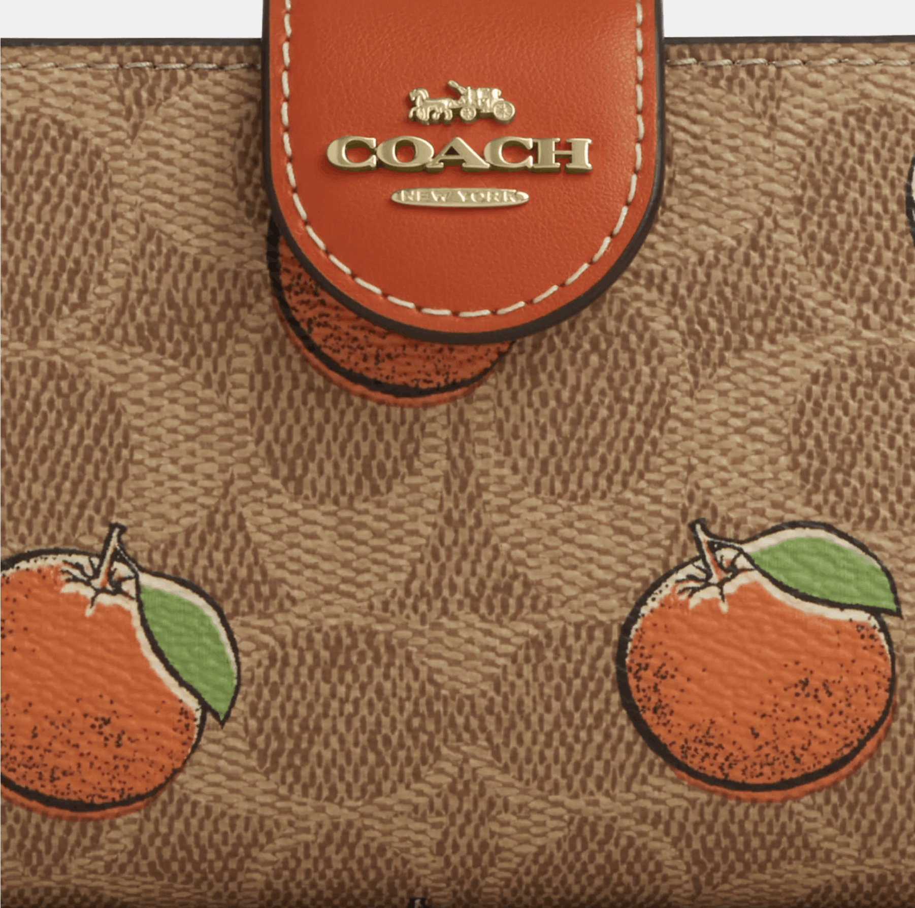 Medium Corner Zip Wallet With Orange Print CAP04