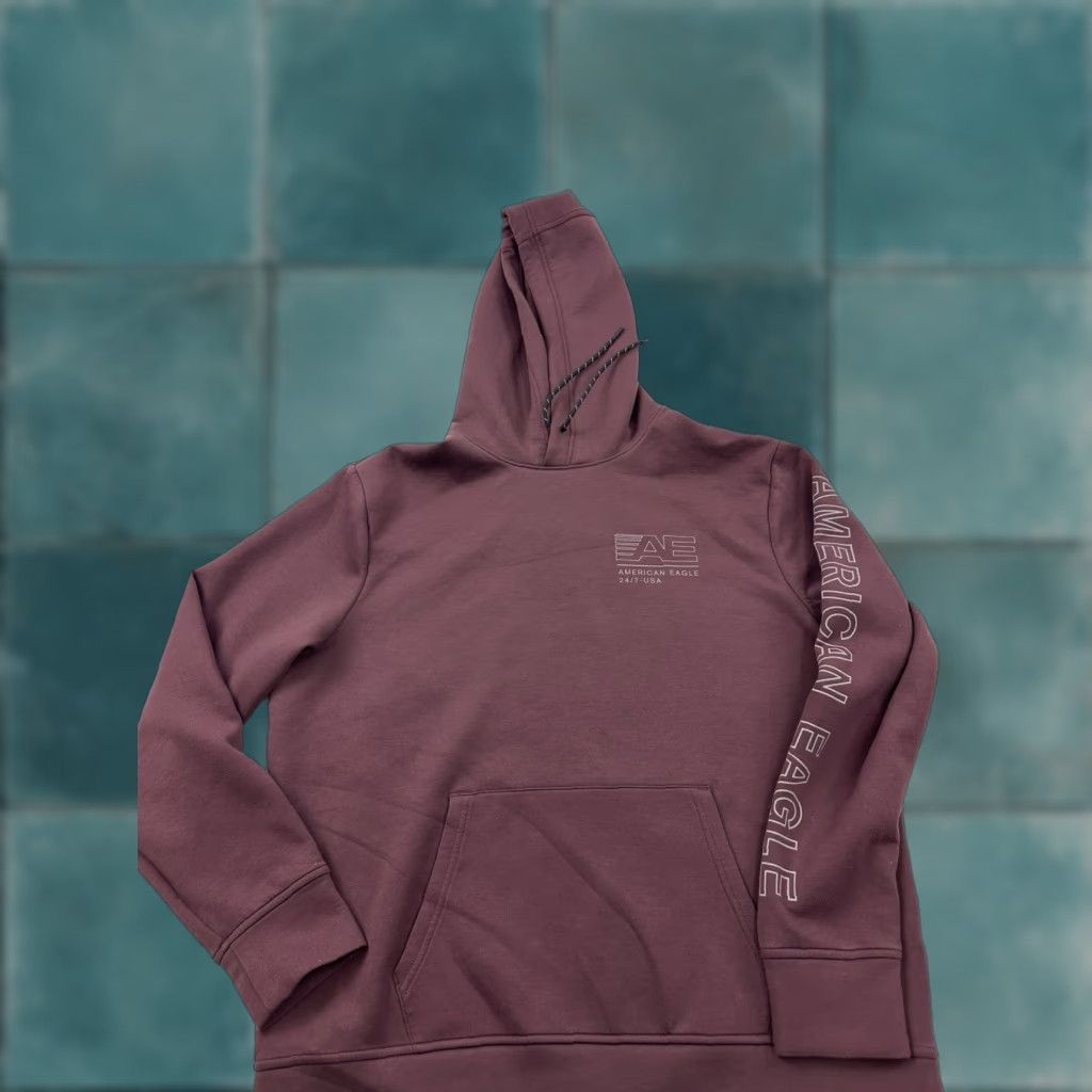American Eagle Outfitters American Eagle Hoodie Mens Large Red Burgundy Fleece Pullover Sweatshirt Size US L / EU 52-54 / 3 - 1 Thumbnail