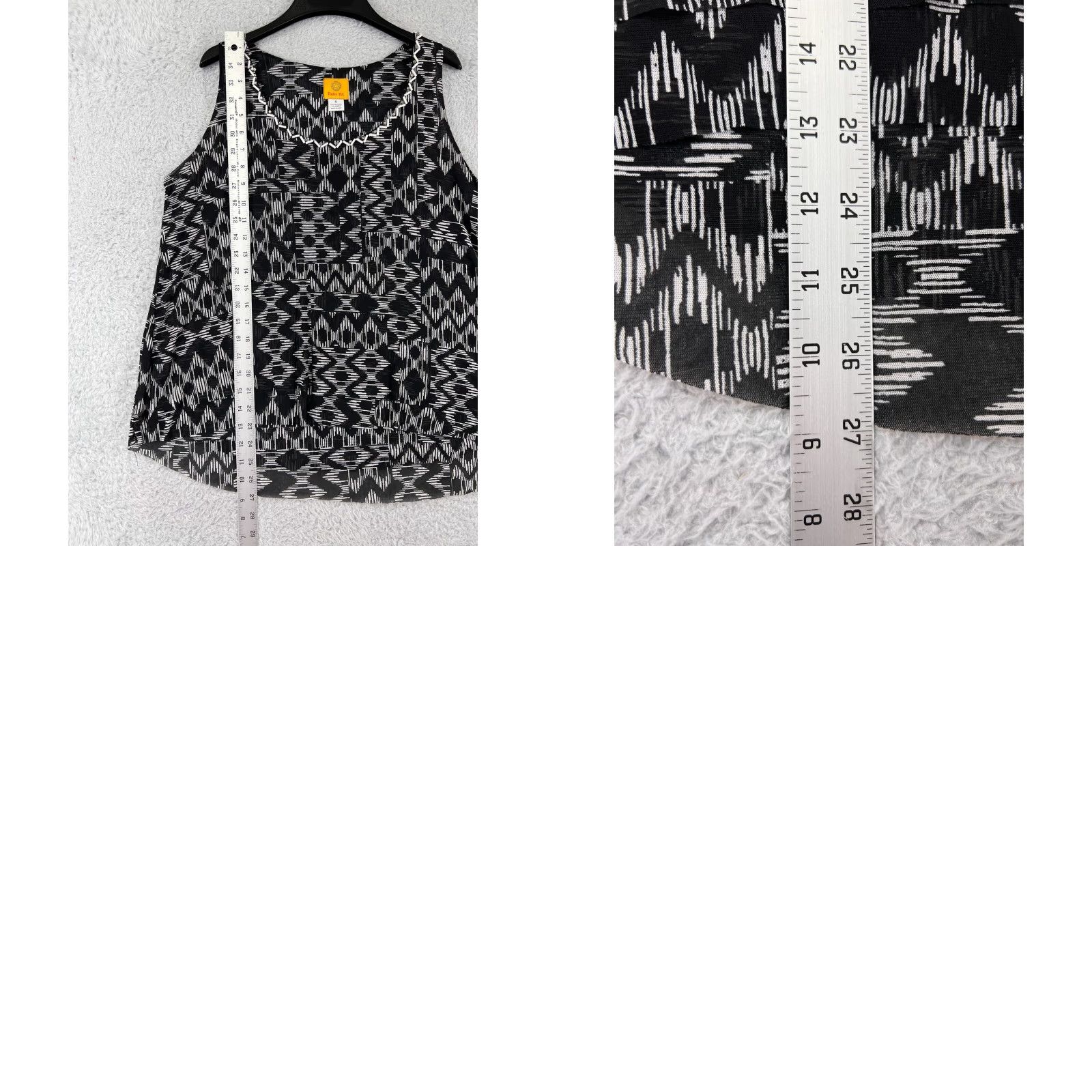 Vintage Ruby Rd Tank Women Small Black White Sleeveless Southwestern Cotton Blend Beaded Argyle/Diamond Shirt Size S / US 4 / IT 40 - 9 Thumbnail