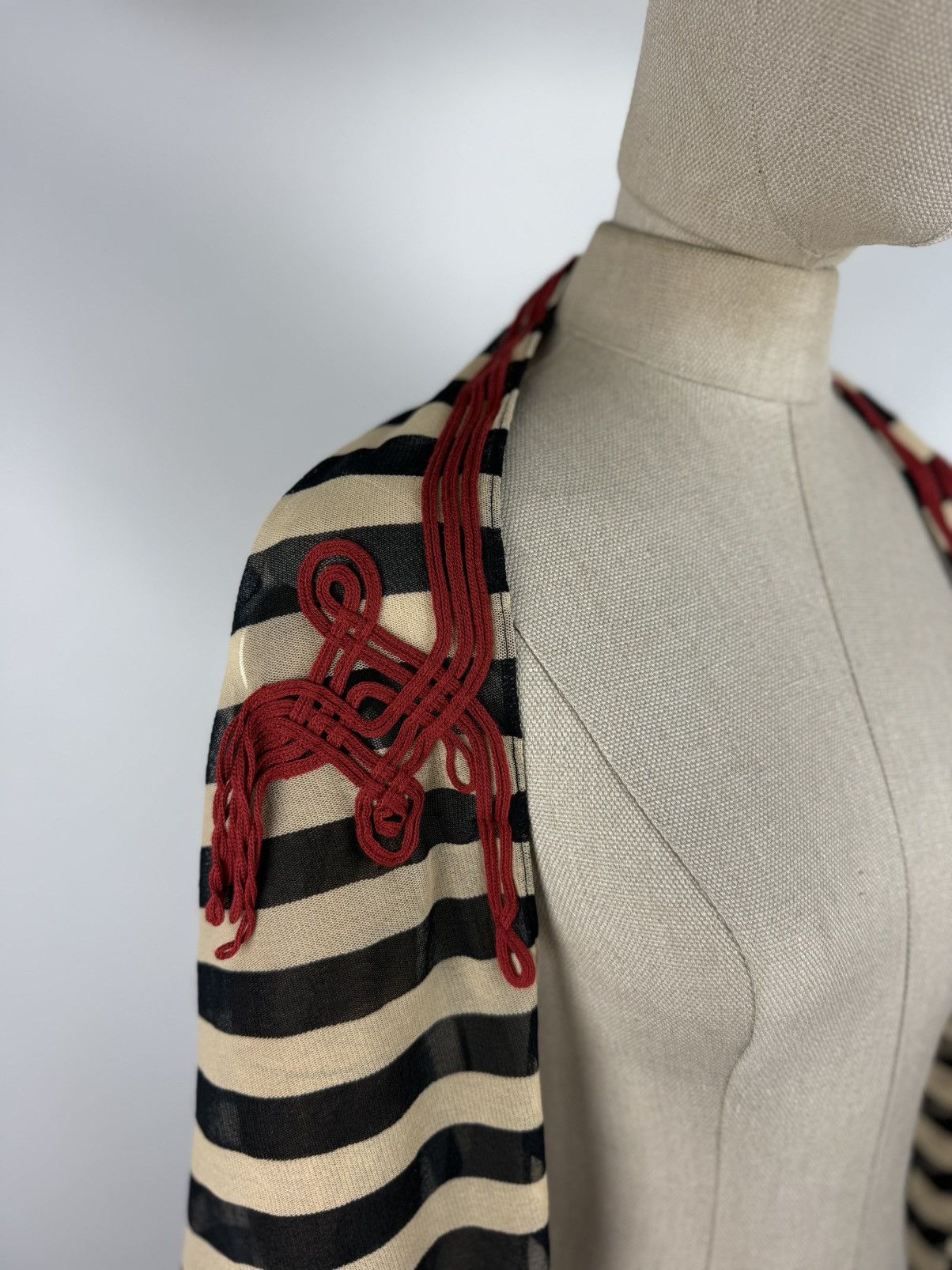 Jean Paul Gaultier Jean Paul Gaultier Soleil VTG Mesh Striped Cape Tunic Blouse Size M / US 6-8 / IT 42-44 - 13 Thumbnail