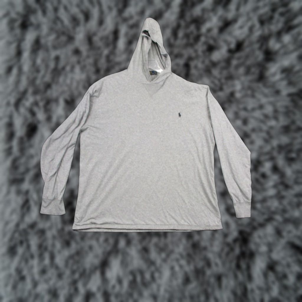 Polo Ralph Lauren VINTAGE Polo Ralph Lauren Hoodie Mens XLT Gray Pullover Big & Tall Solid Cotton Peru Size US XL / EU 56 / 4 - 1 Thumbnail