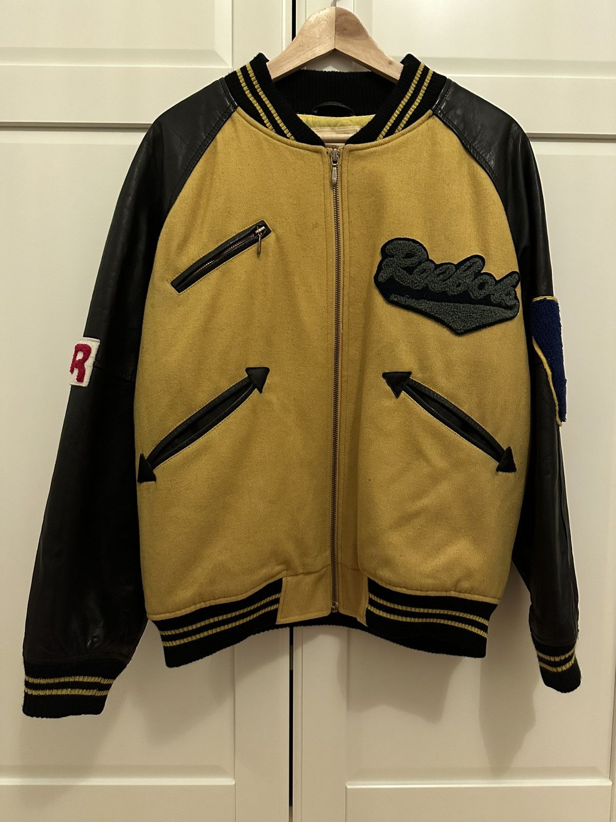 Reebok Rare Varsity Team College Jacket 80s Black Yellow Size S Size US S / EU 44-46 / 1 - 1 Thumbnail