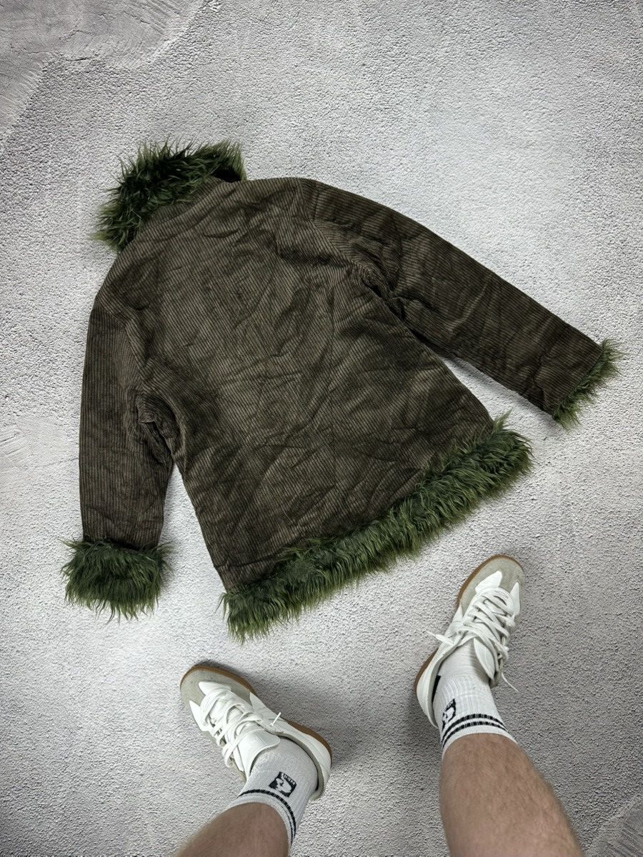 If Six Was Nine Crazy Fur Fuzzy Faux Corduroy Opium Jacket Gothic Coat Y2K Size L / US 10 / IT 46 - 2 Thumbnail