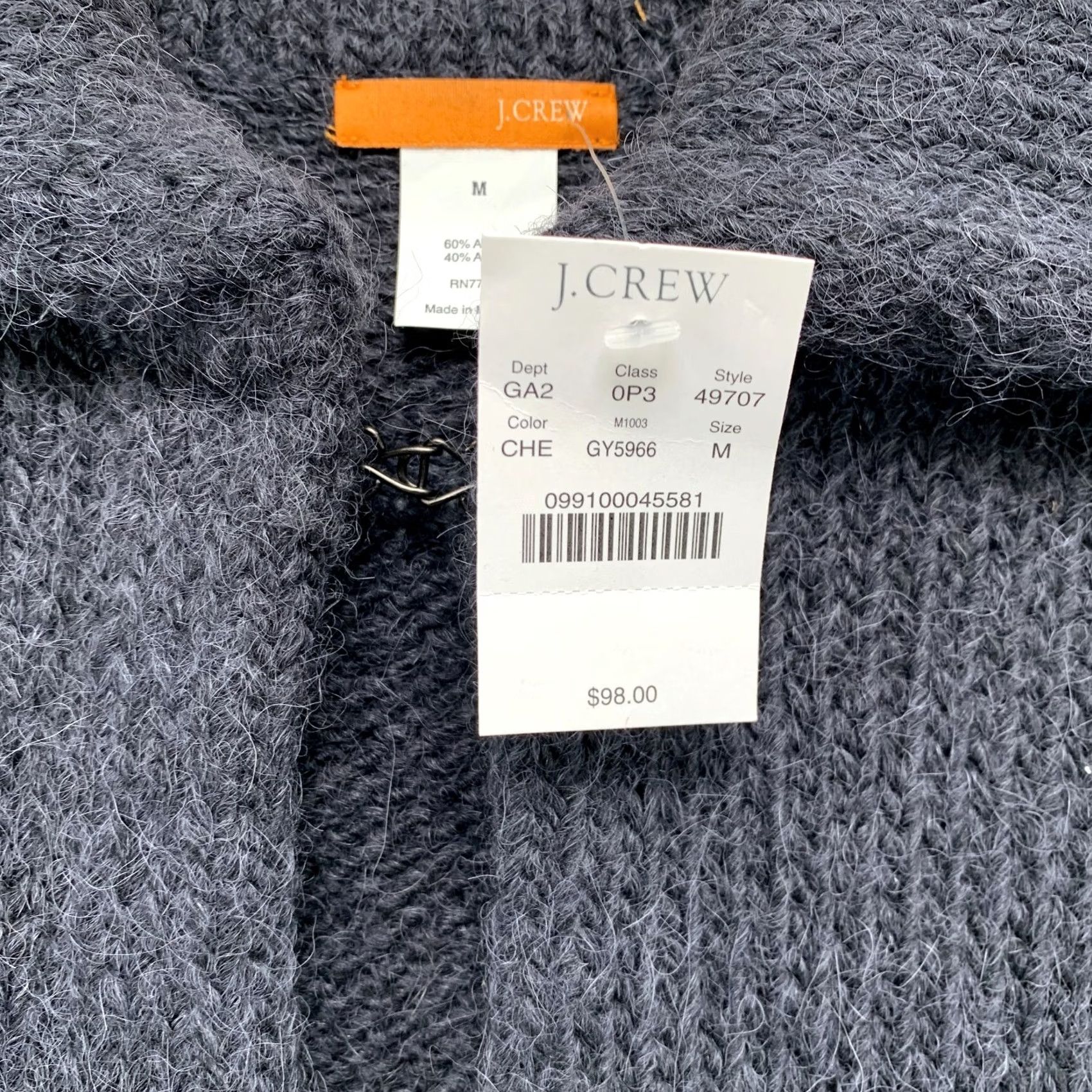 J.Crew VINTAGE J.CREW Coat Womens M Alpaca Knit Gray Hook & Eye NWT 17x40 00 Size M / US 6-8 / IT 42-44 - 5 Thumbnail