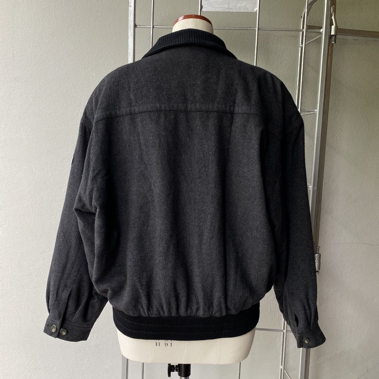Designer BLACK PIA Dark Gray Knit Panel Jacket Size L / US 10 / IT 46 - 2 Thumbnail