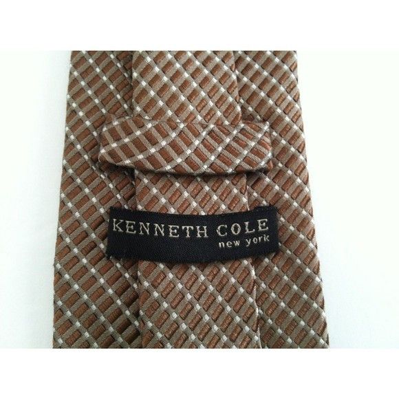 Kenneth Cole KENNETH COLE MENS NEW BROWN 90%SILK TIE WIDTH: 3 3/4" Size ONE SIZE - 3 Thumbnail