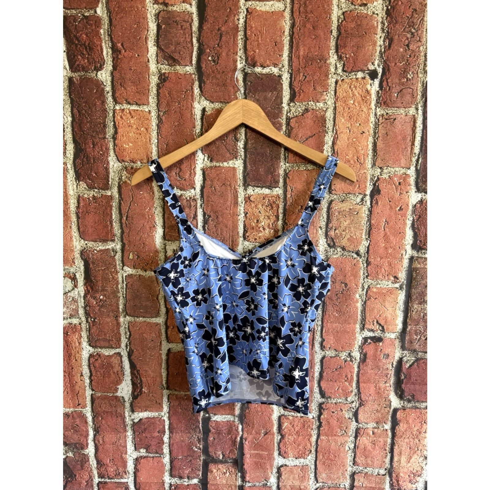 Jantzen Janitzen Women Top Blue Sleeveless Floral Pattern Swim 14 Womens Size XL / US 12-14 / IT 48-50 - 2 Thumbnail