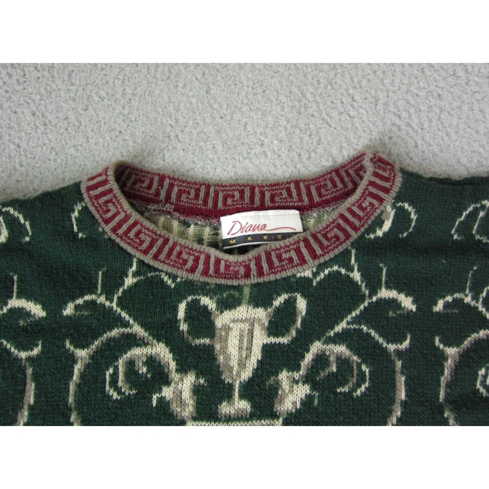 Vintage VINTAGE Diana Marco Sweater Womens L Green Paisley 90s Fair Isle Pullover Knit Long Sleeve Casual Womens Size L / US 10 / IT 46 - 4 Thumbnail