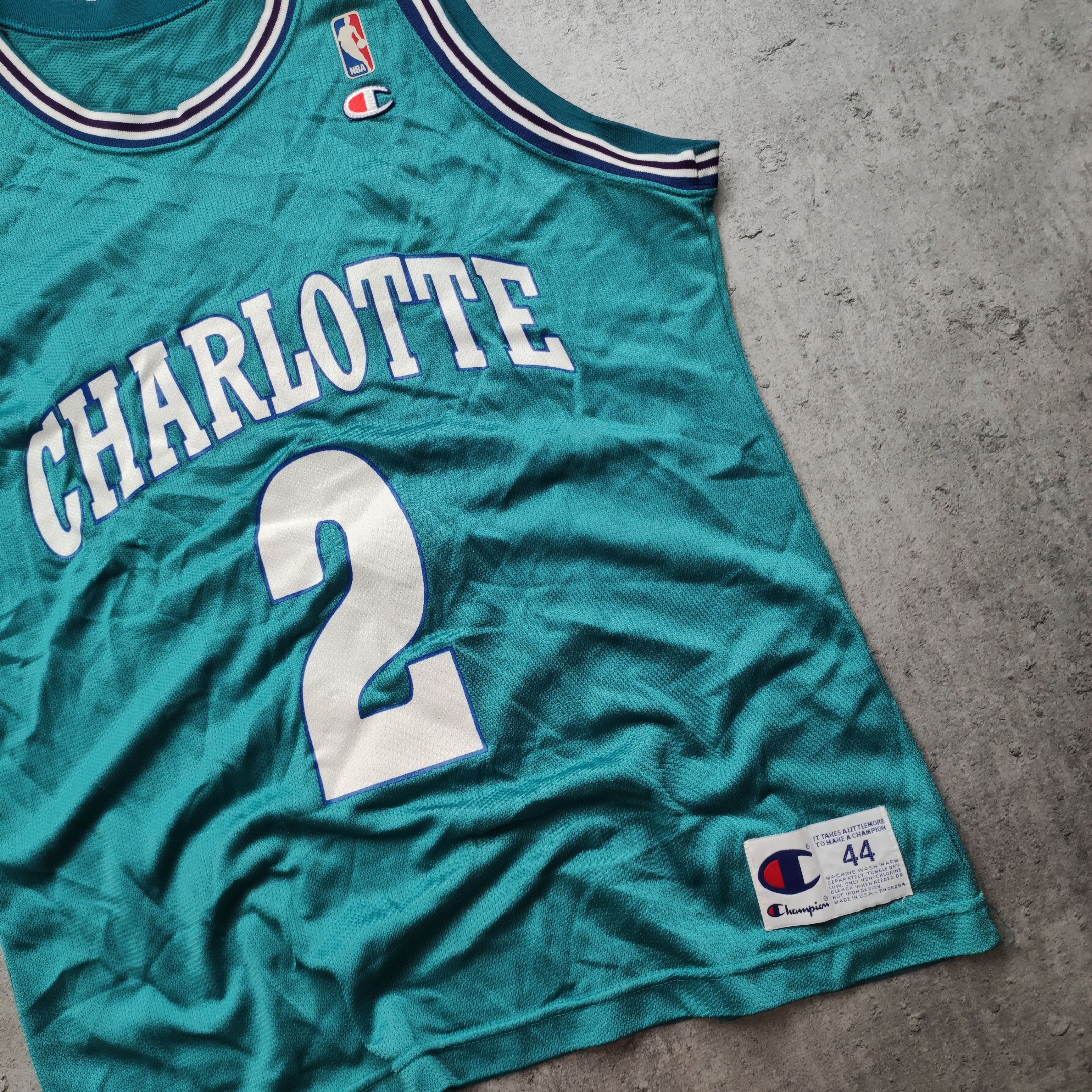 Champion × NBA × Vintage RARE Vintage 90s Authentic Charlotte Champion NBA Jersey Size US M / EU 48-50 / 2 - 4 Thumbnail
