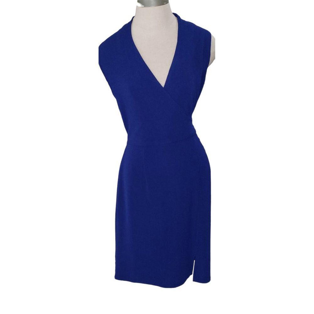 Designer CT500 Dawn Joy Royal Blue Sleeveless Faux wrap Dress S Size S / US 4 / IT 40 - 1 Thumbnail