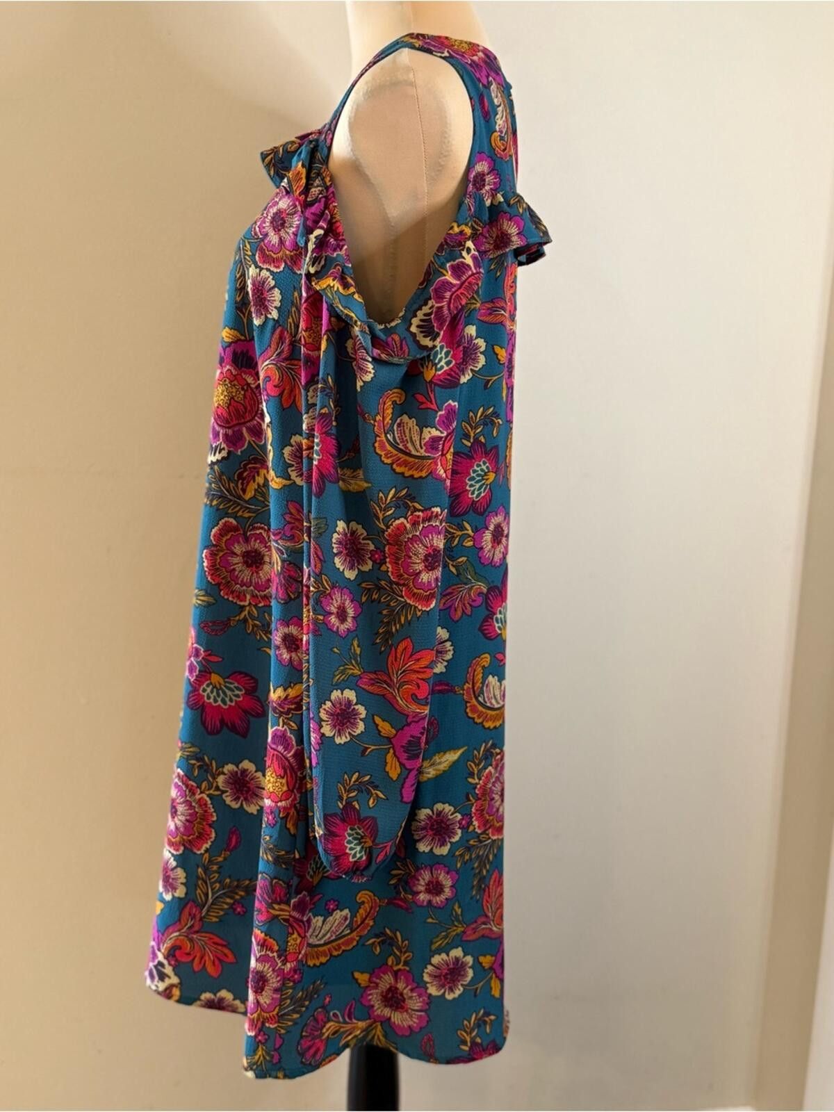 Other Andrew by Unit cold shoulder floral midi sheath dress SZ LG Size L / US 10 / IT 46 - 3 Thumbnail