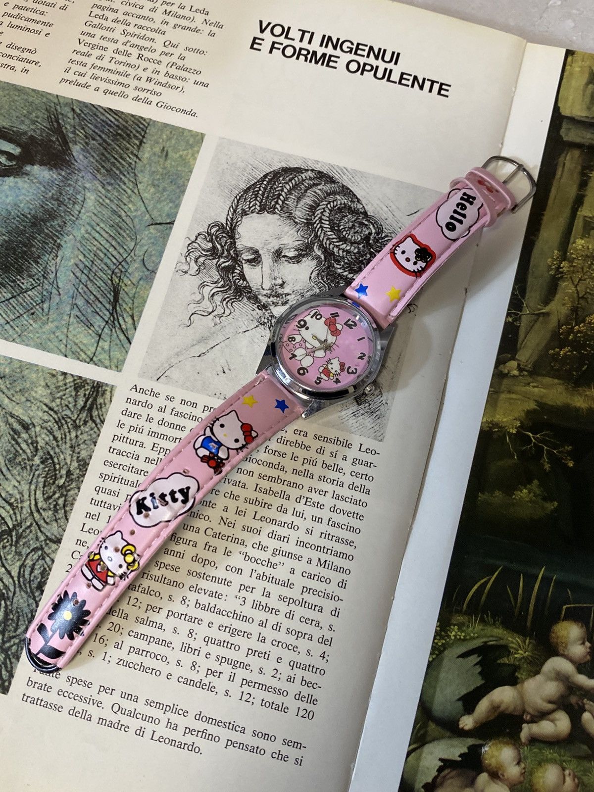 Japanese Brand Vintage Sanrio Hello Kitty Pink Leather Watch Y2K Kawaii Size ONE SIZE - 1 Thumbnail