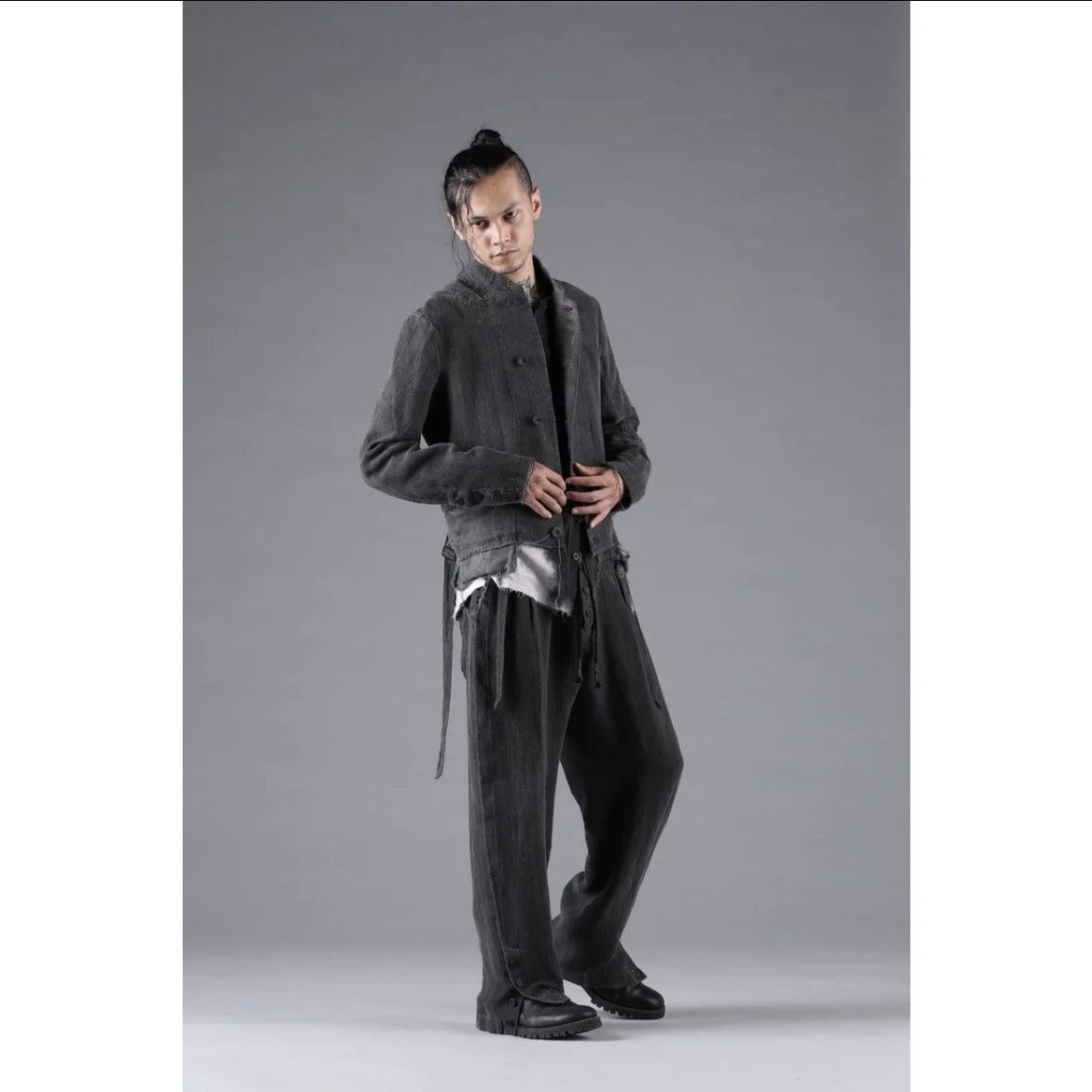 D.Hygen Stripe Jacquard Side Open Wide Pants - Like Devoa & Masnada Size US 30 / EU 46 - 10 Thumbnail