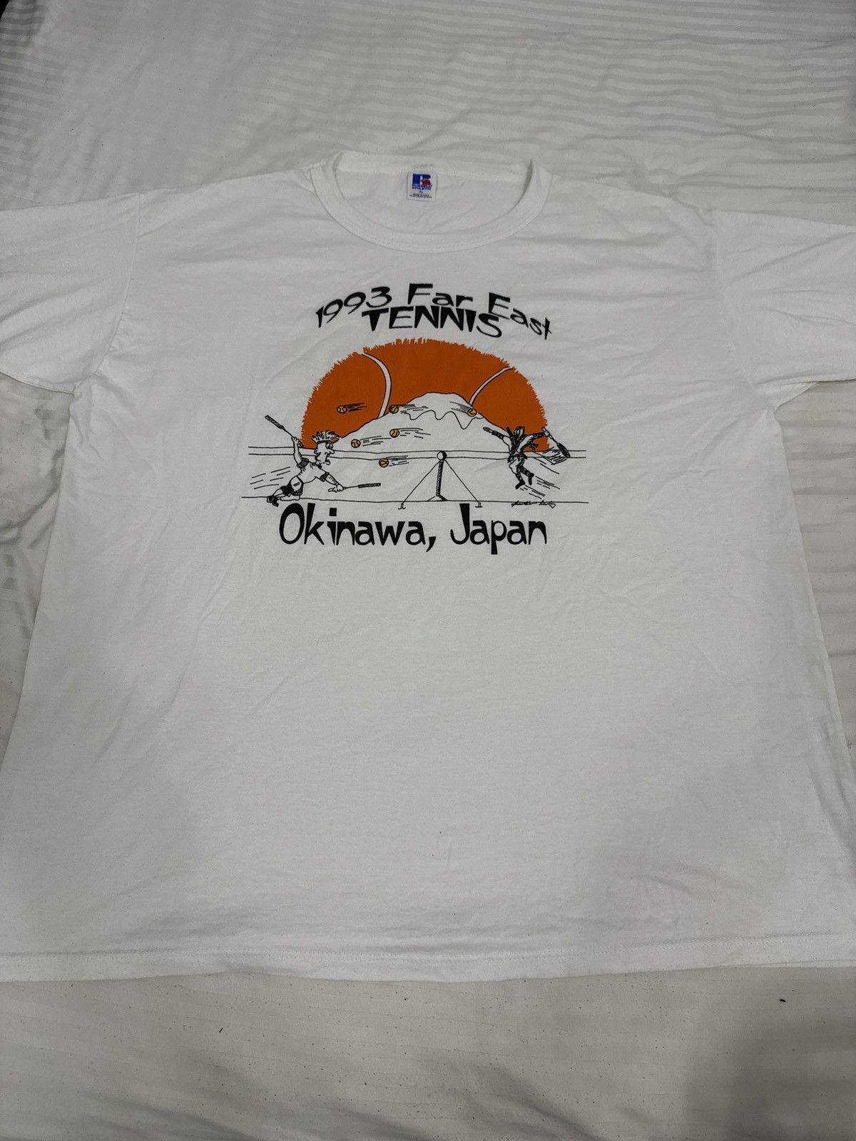 Russell Athletic × Vintage 90s Russell USA Ninja Tennis Tee Okinawa Japan 1993 XL Size US L / EU 52-54 / 3 - 1 Thumbnail