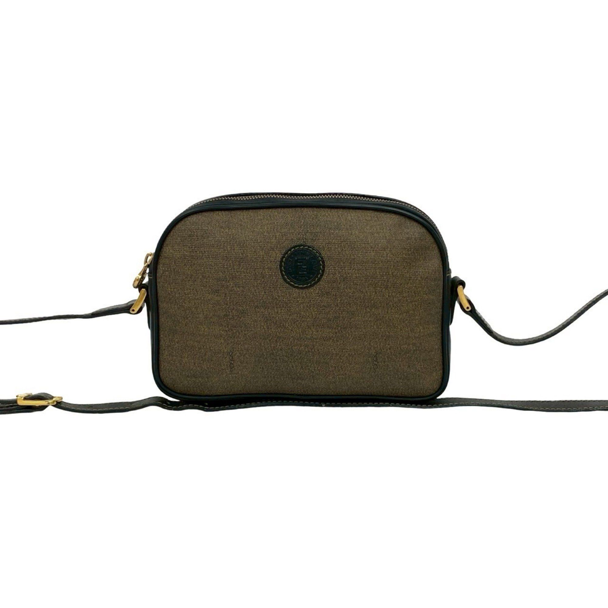 Fendi FENDI FF logo motif leather mini shoulder bag/pouch/sacoche in brown 54365 Size ONE SIZE - 1 Thumbnail