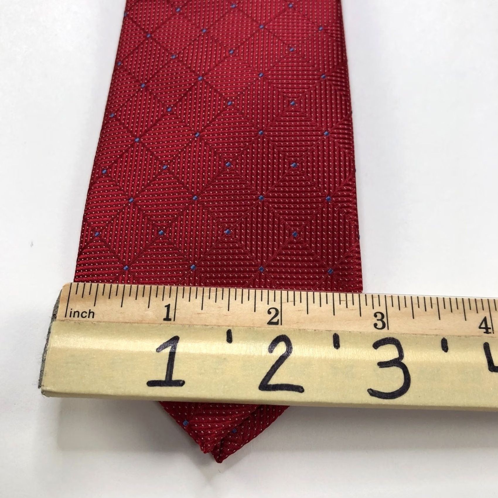 Perry Ellis VINTAGE Perry Ellis Portfolio NEW Red 100% Polyester Neck Tie Geometric 2.75 In /58-in Tie Men Vintage Mens Size ONE SIZE - 5 Thumbnail