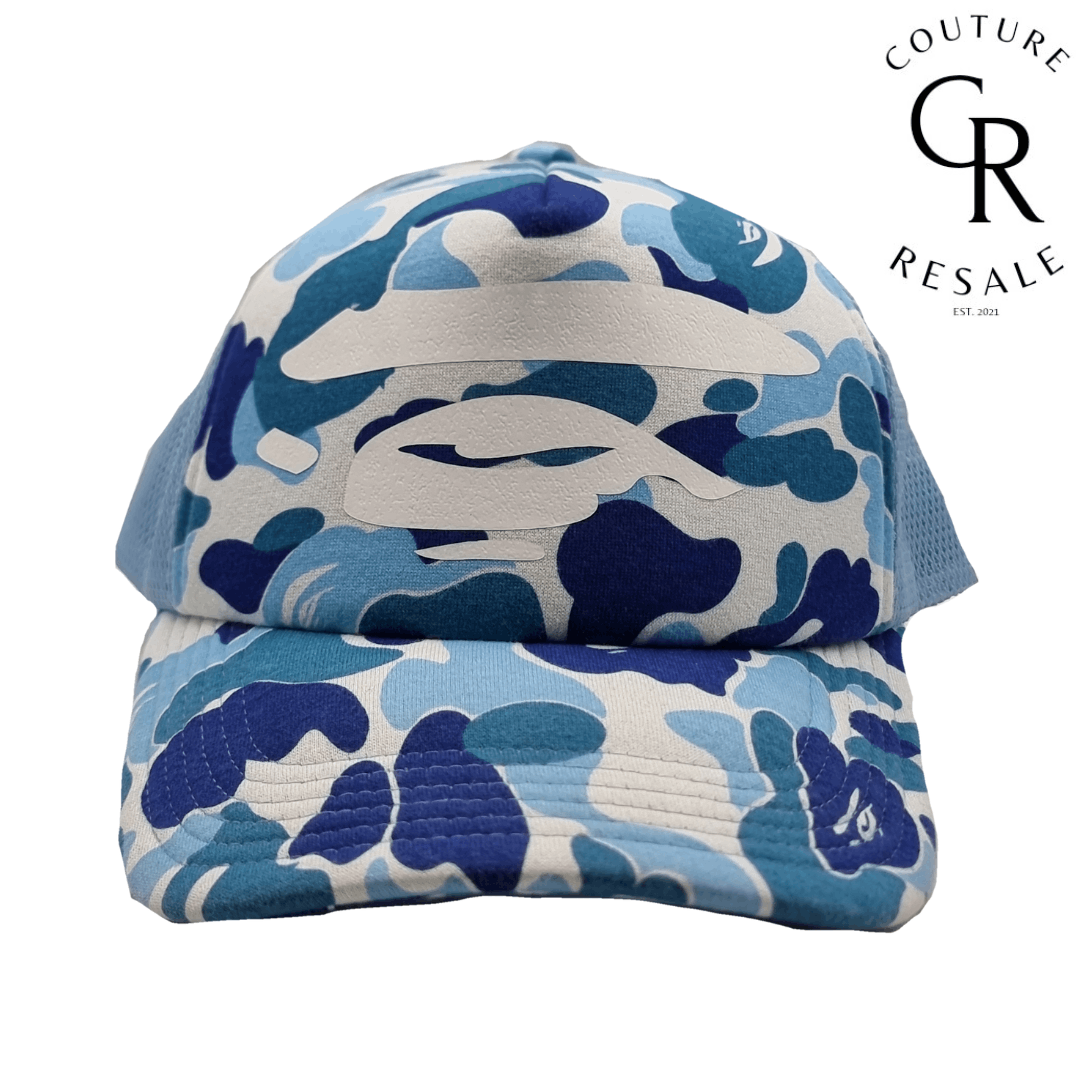 image of Bape Abc Camo Ape Face Mesh Cap in Blue, Men's
