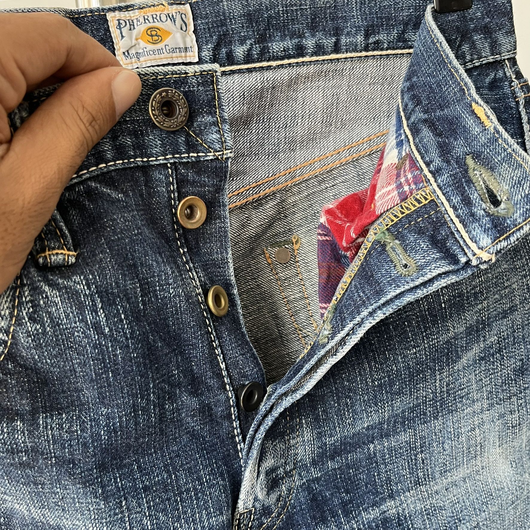 Pherrow's ize 28x29 Vintage Pherrows Japan Faded Blue Selvedge S260 Size US 28 / EU 44 - 6 Thumbnail