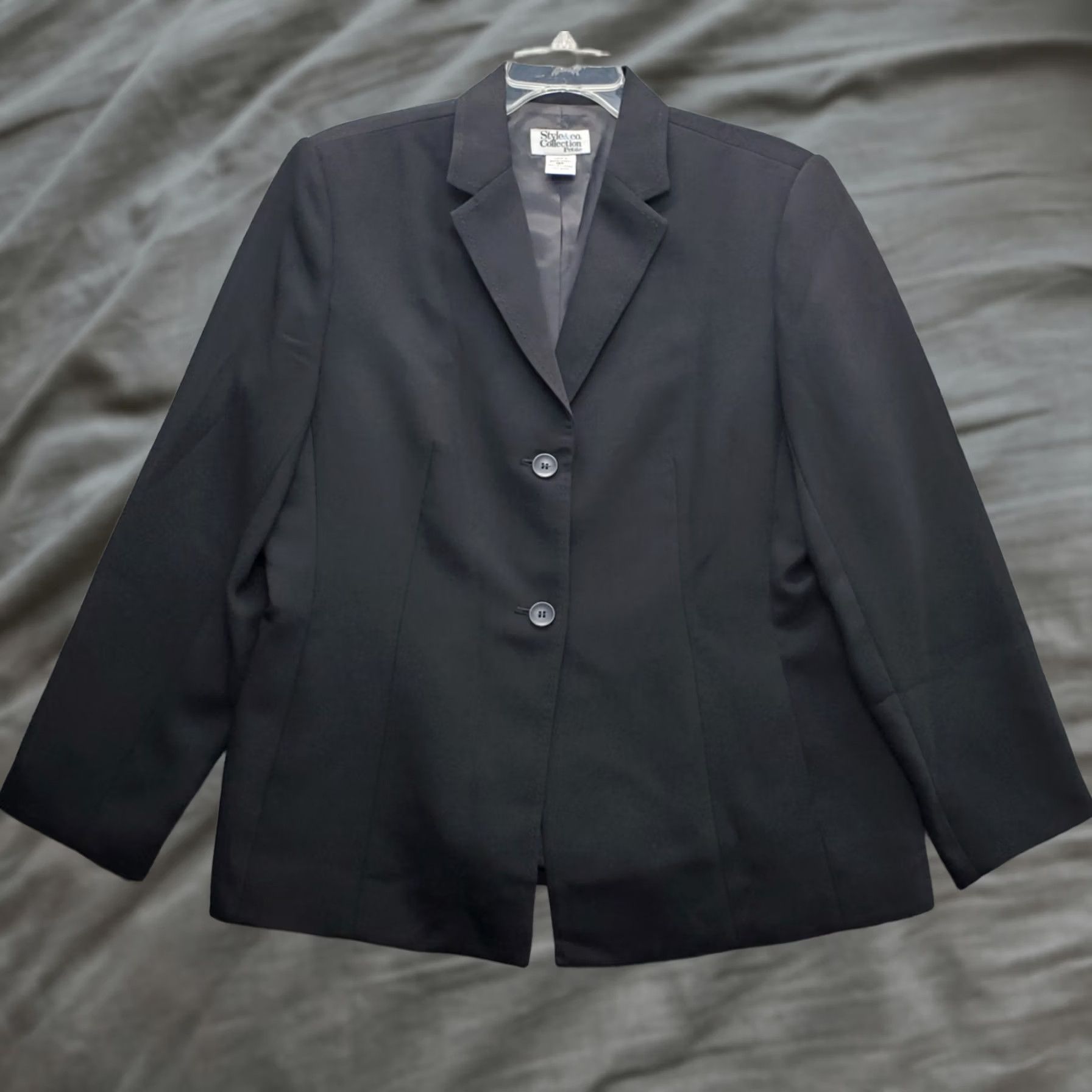 Vintage Style&co. Collection Blazer Jacket Womens Size 16P Black Notch Lapel Single Breasted Blazer Jacket Size XXL / US 16-18 / IT 52-54 - 1 Thumbnail