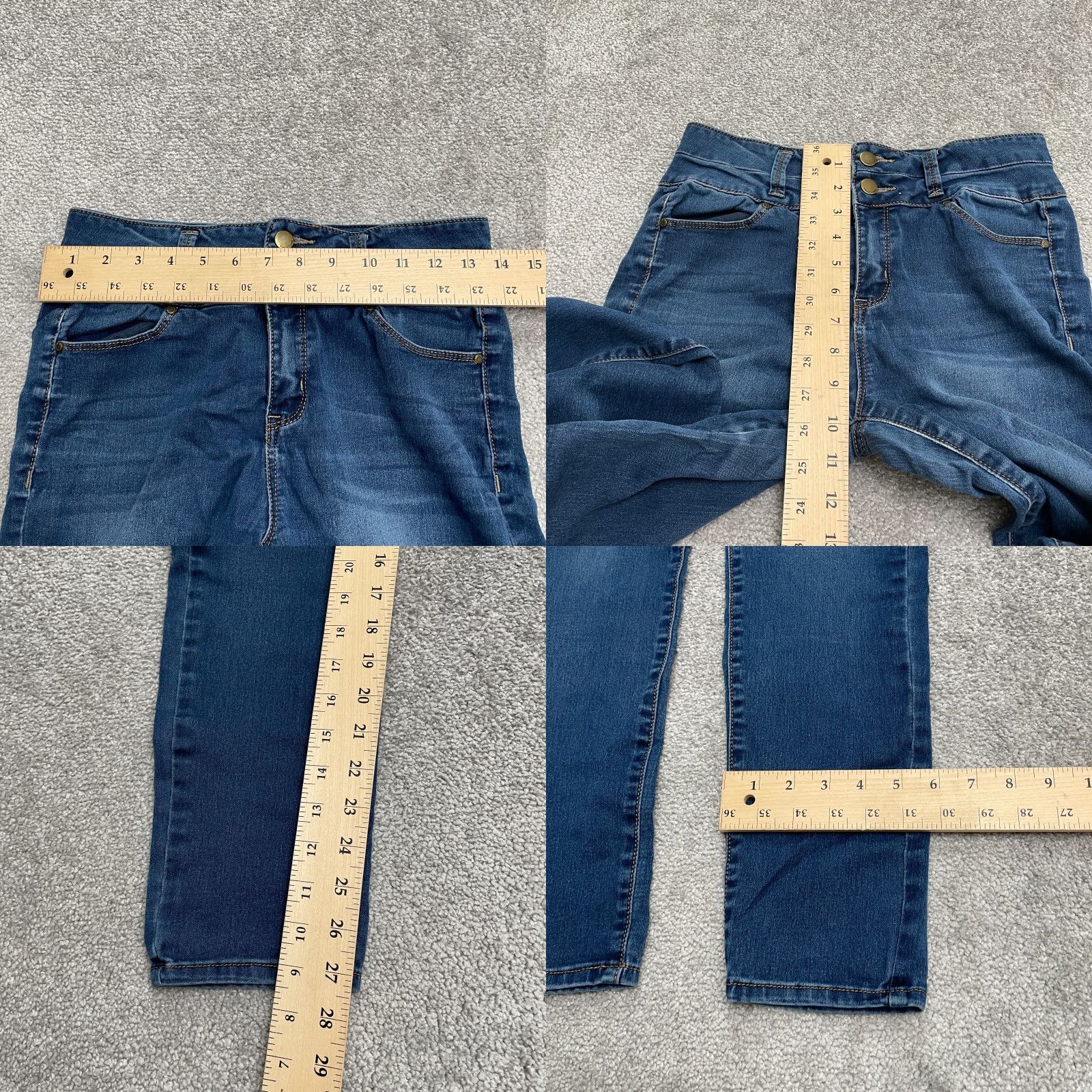 Vintage Tinseltown Jeans Skinny 9 Juniors Blue Dark Wash Stretch High Rise 28x27 City Modern 5-Pocket Mens Womens Girls Boys? Size 30" / US 8 / IT 44 - 8 Thumbnail