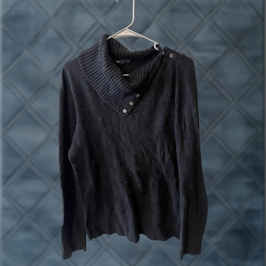 Gap Gap SweatEr Women's Size Medium Button Cowl Neck Long Sleeve Casual Black Cozy Sweater Size M / US 6-8 / IT 42-44 - 1 Thumbnail