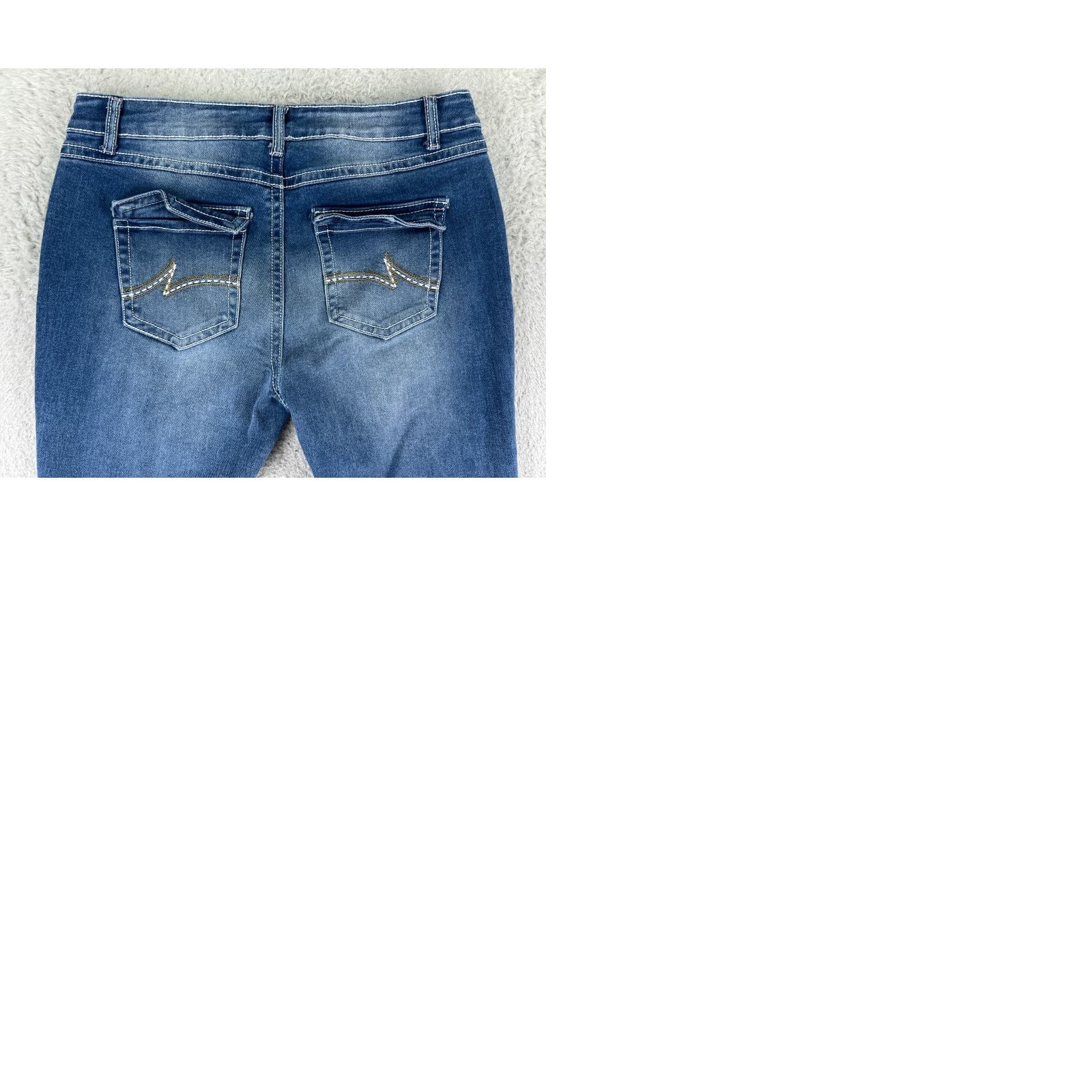 Shein SheIn Jeans Womens Large Blue Denim Mid Rise Cotton Blend Stretch Flared Size 36" / US 14 / IT 50 - 10 Thumbnail