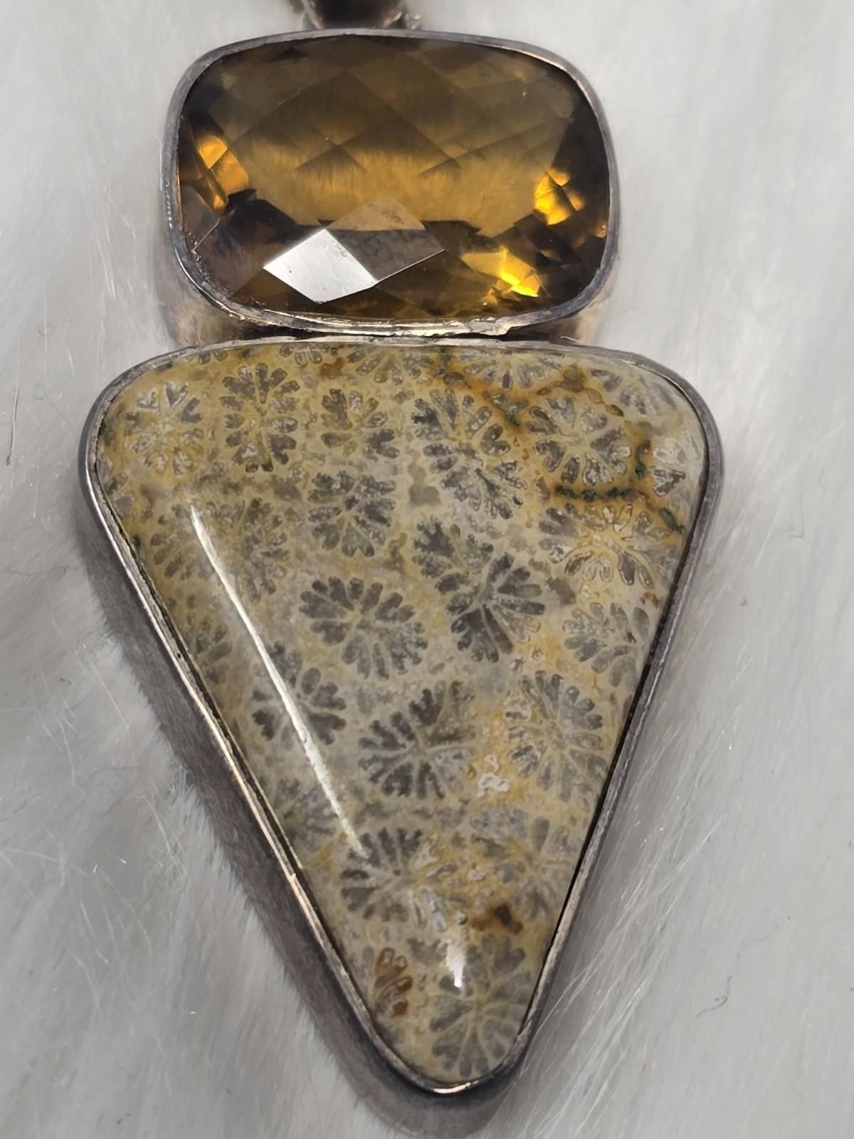 Other Sajen SJ 925 Silver Fossil Coral Orange Garnet Pendant Size ONE SIZE - 5 Thumbnail
