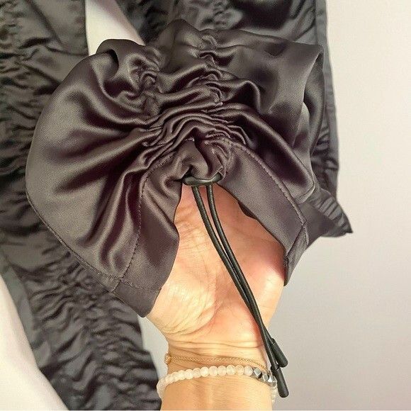 Other Ruve Loe Black Satin Ruched Skinny Slim Pants - S Size 28" / US 6 / IT 42 - 5 Thumbnail