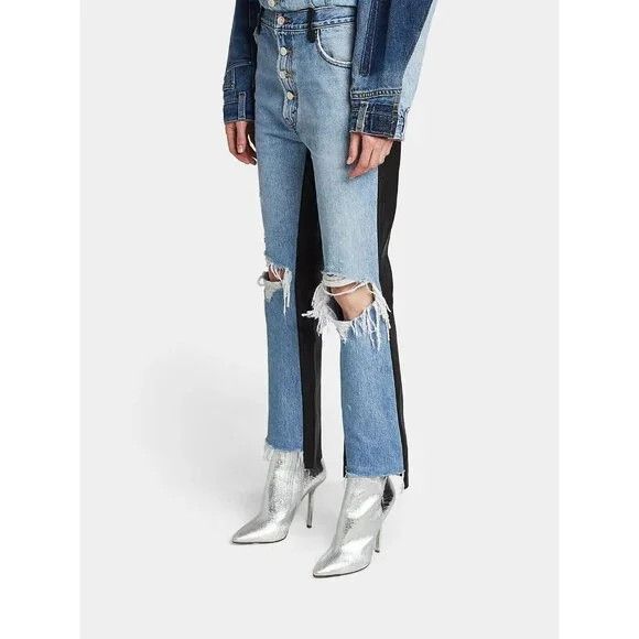 Amiri Amiri The Webster Leather Denim Crop Flare Jeans 26 40 Women Size 26" / US 2 / IT 38 - 15 Thumbnail
