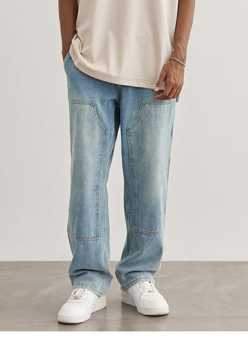 Jean × Vintage washed faded double knee carpenter cargo jeans Size US 34 / EU 50 - 3 Thumbnail