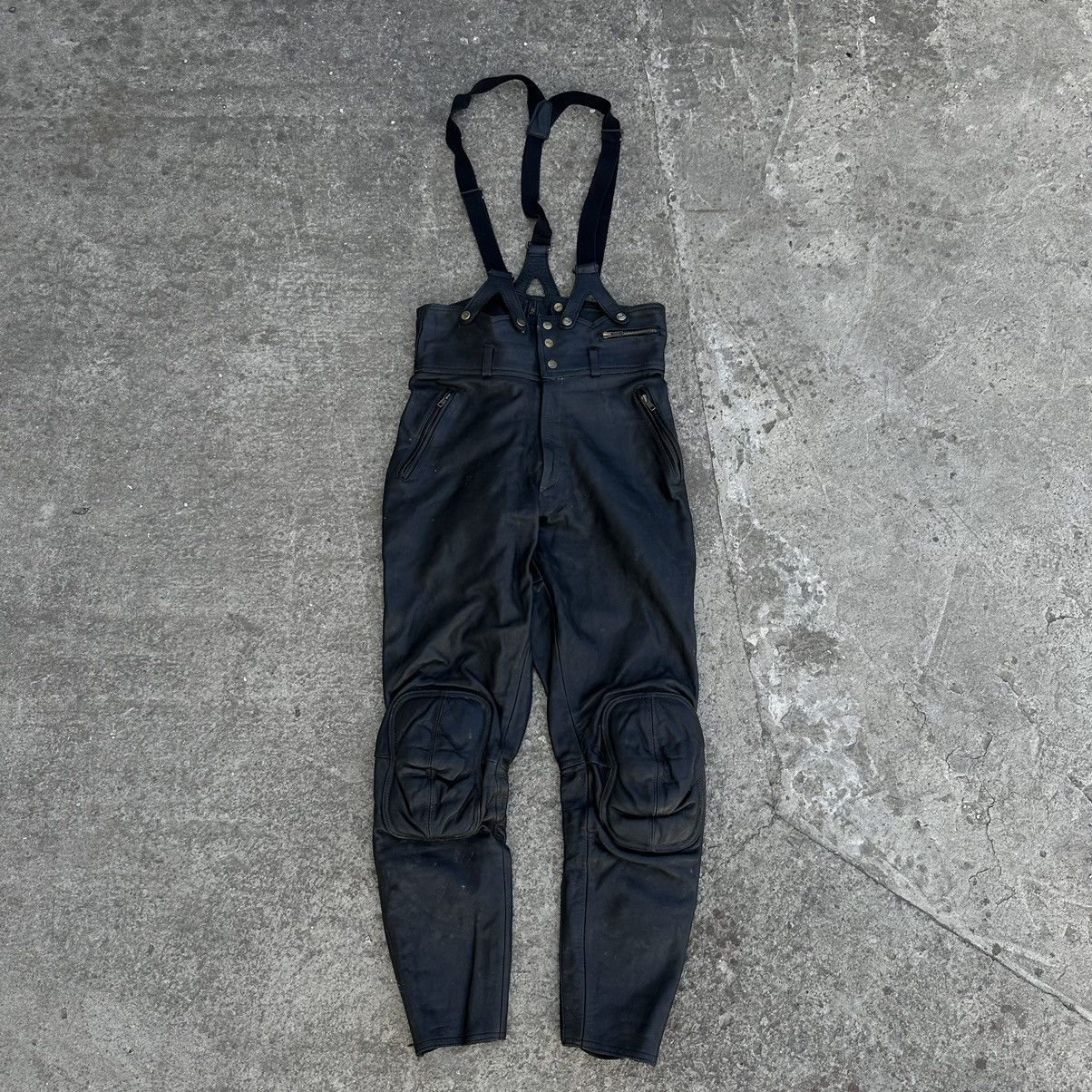 Vintage Vintage Moto Leather Pants Overalls Size 52 Polo Y2K 00s Size US 36 / EU 52 - 1 Thumbnail