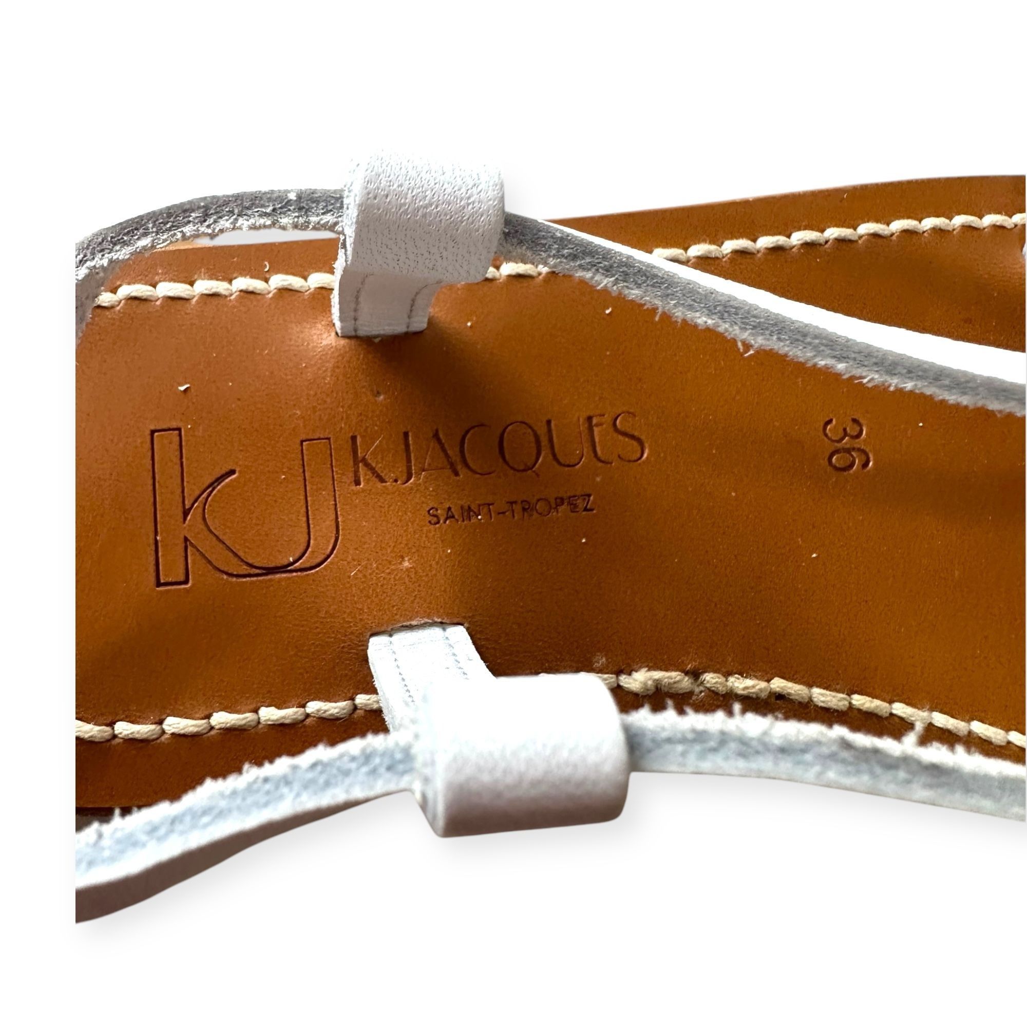 K.Jacques K. JACQUES St Tropez Tiresias White Leather Gladiator Sandal Size US 6 / IT 36 - 9 Thumbnail