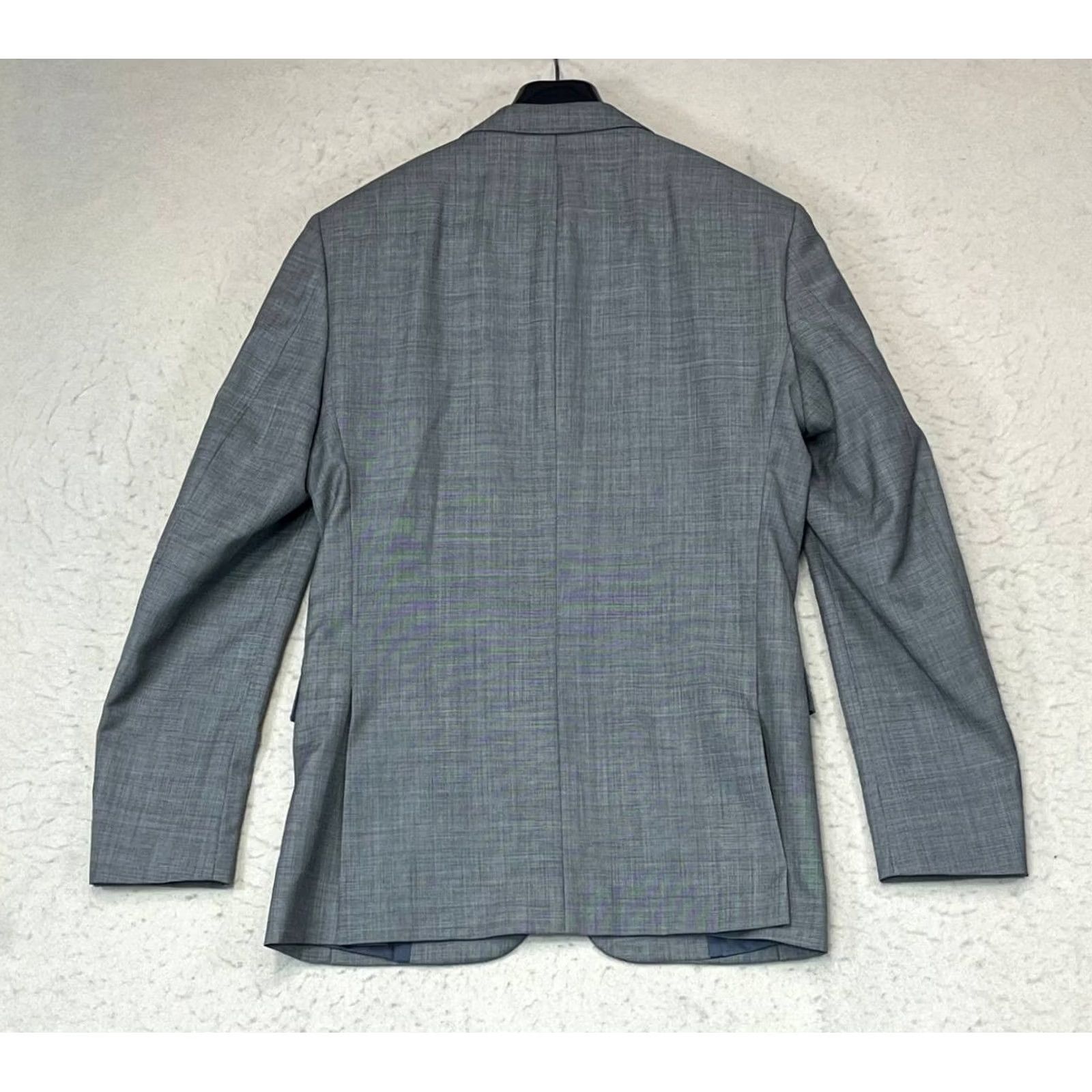 Egara EGARA Blazer Slim Fit 100% Wool Gray Men 36R Regular Notch Lapel 2-Button Single-Breasted Jacket, Designer, Modern, Business Formal Size 36R - 2 Thumbnail