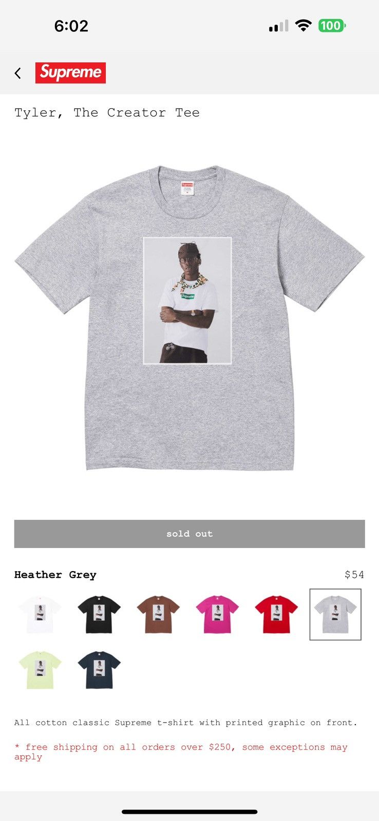 Supreme Supreme x Tyler, The Creator Grey Tee Size US M / EU 48-50 / 2 - 1 Thumbnail