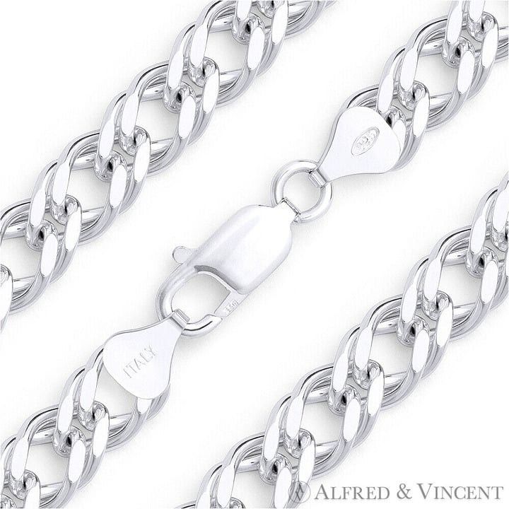 Rombo Link Chain Necklace in Solid .925 Sterling Silver