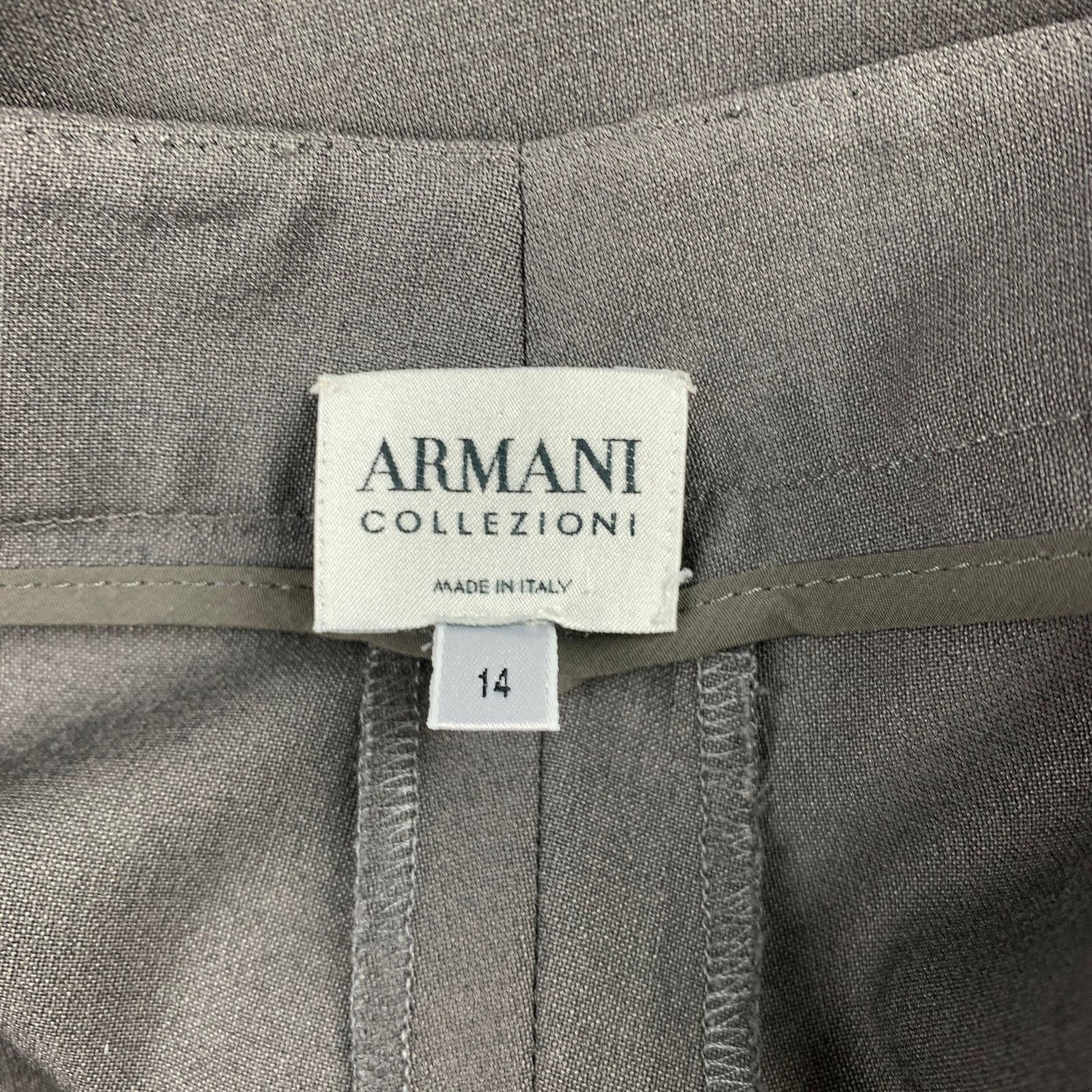 Armani Collezioni Size 14 Grey Wool Blend Wide Leg Dress Pants Size 36" / US 14 / IT 50 - 5 Thumbnail