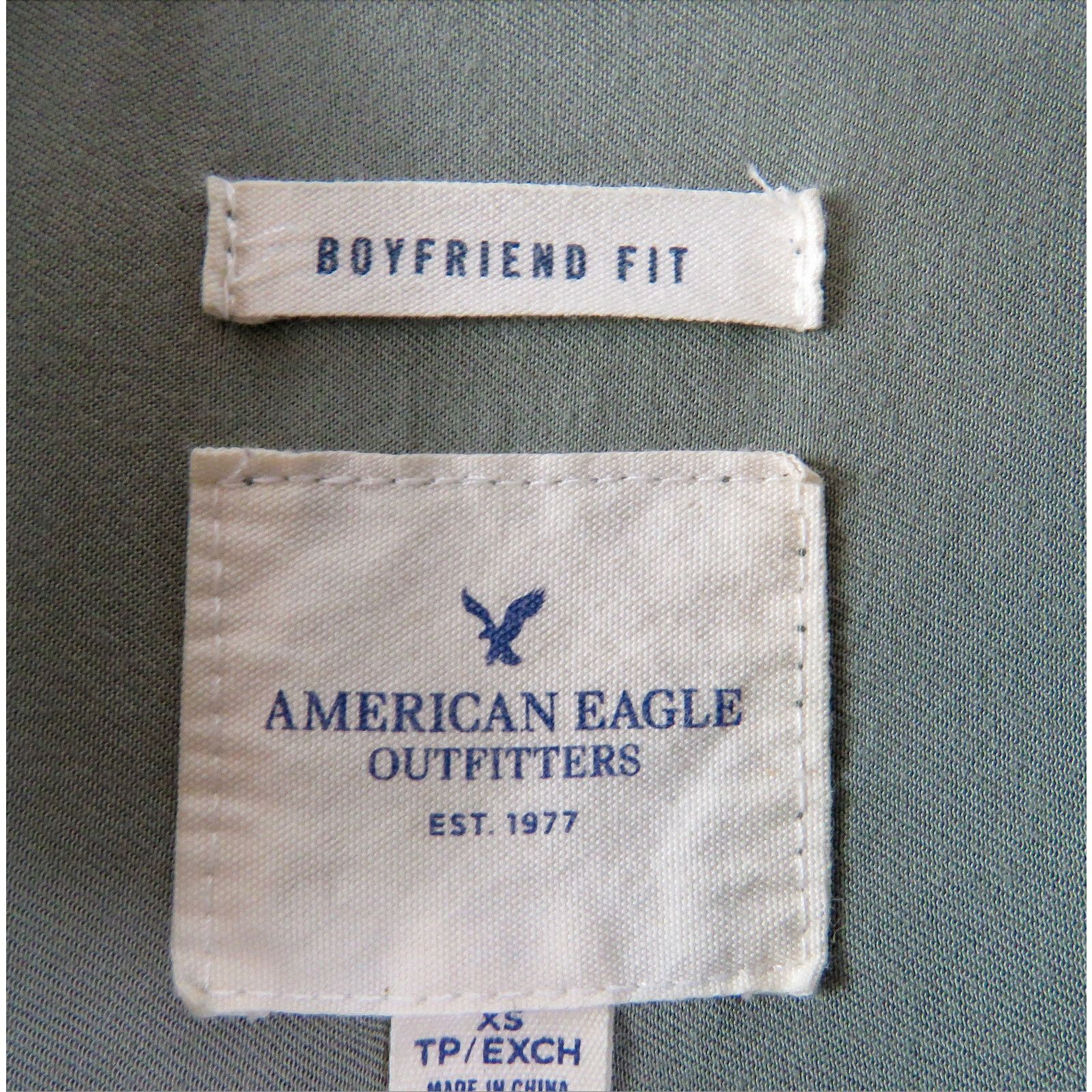 American Eagle Outfitters American Eagle Olive Green Boyfriend Button Down Shirt XS Size XS / US 0-2 / IT 36-38 - 4 Thumbnail
