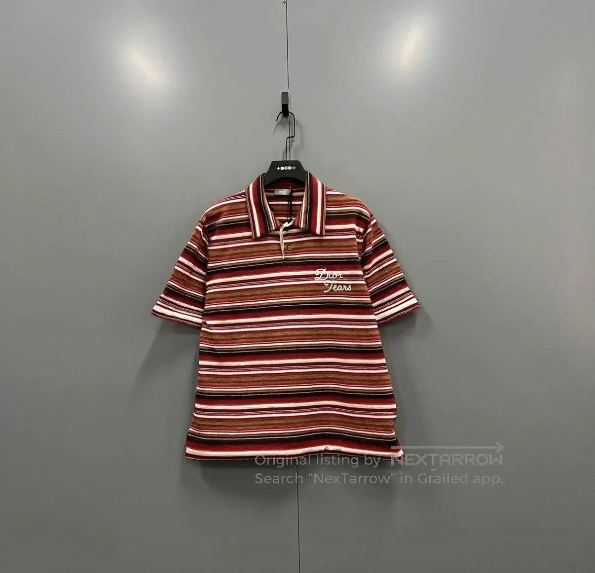 Dior Red Striped Short-Sleeve Polo Shirt. Size US XL / EU 56 / 4 - 1 Thumbnail