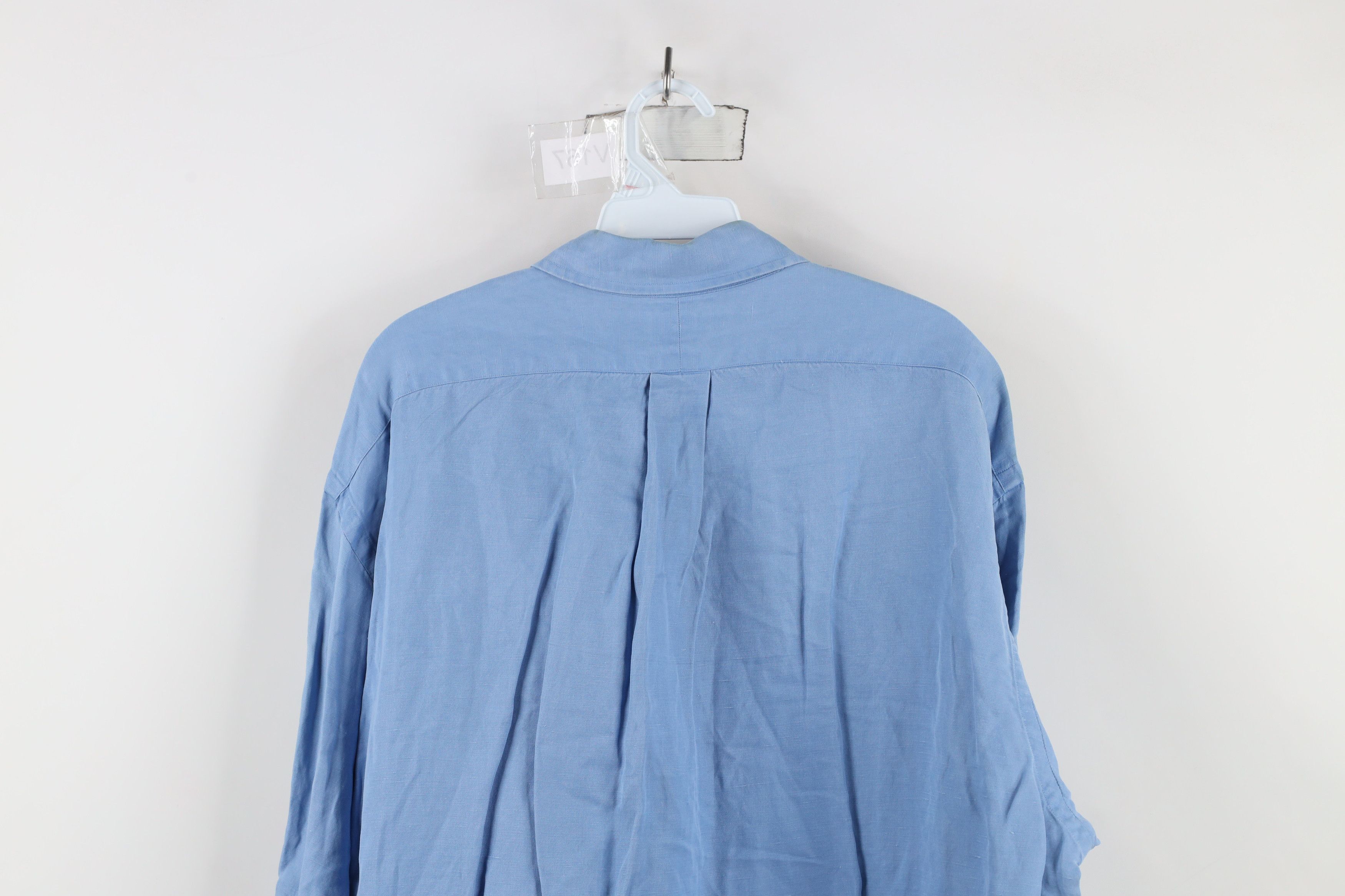 Polo Ralph Lauren Vintage 90s Ralph Lauren Silk Linen Button Down Shirt Blue Size US L / EU 52-54 / 3 - 11 Thumbnail