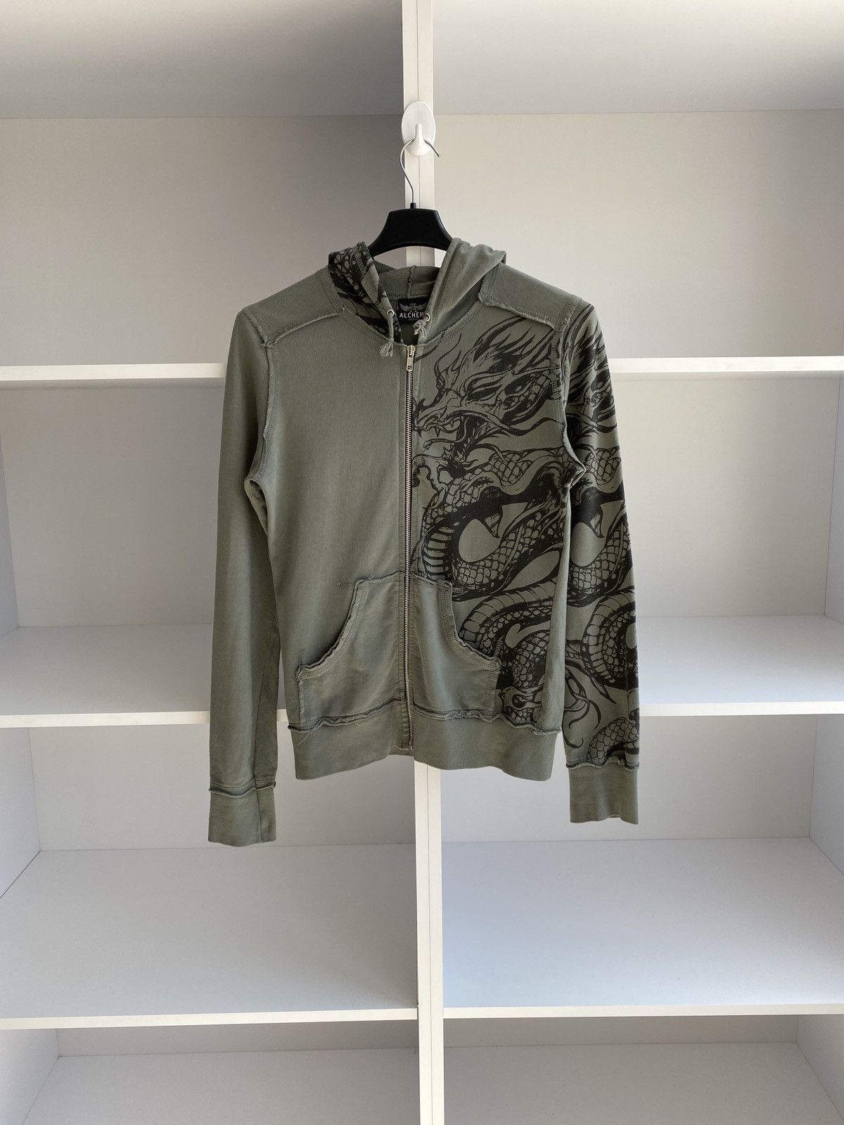 Vintage Ed Hardy Y2K Style Japanese Dragon Zip-Hoodie