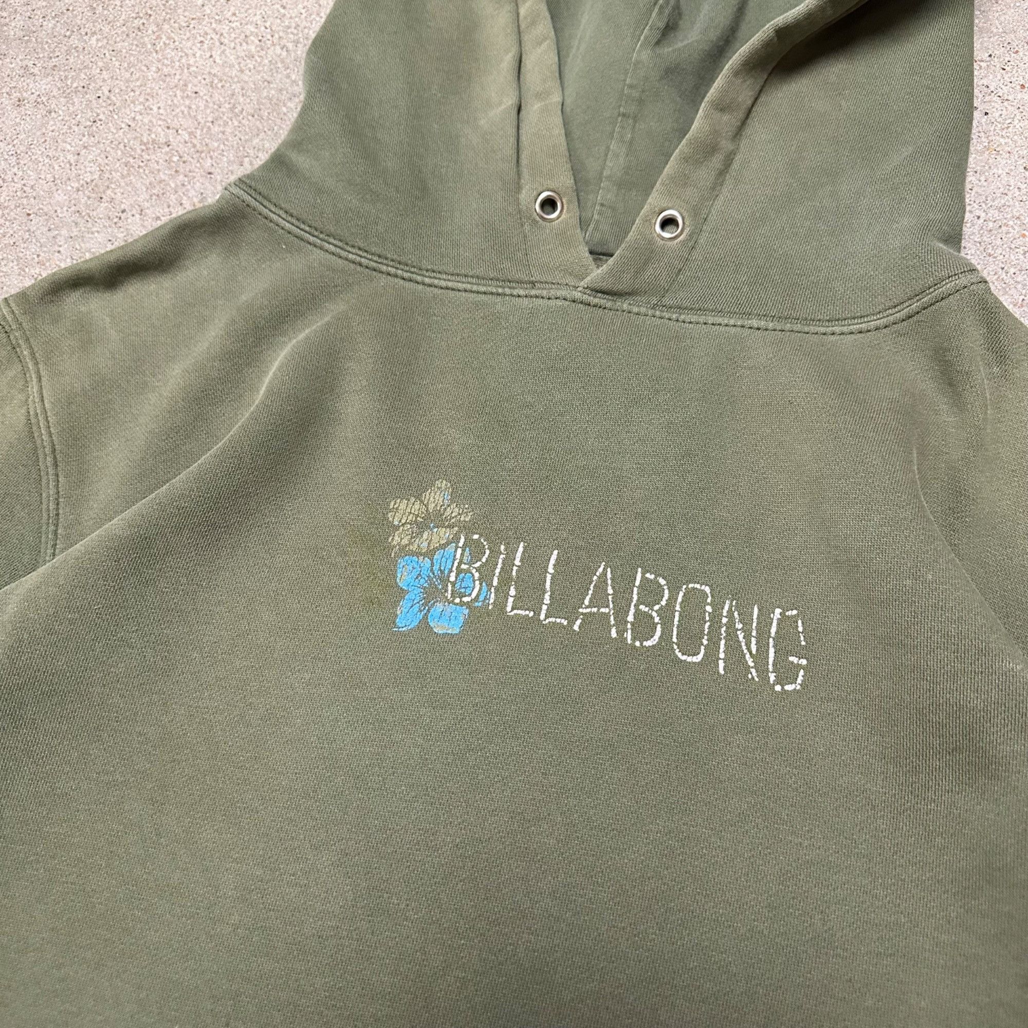 Billabong × Vintage Vintage Y2K Billabong Surf Olive Hoodie Sweatshirt Size L / US 10 / IT 46 - 3 Thumbnail