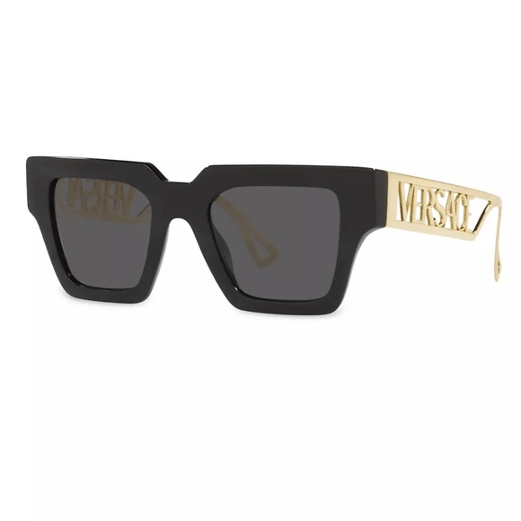 image of Versace 50Mm Square Sunglasses Black Gold, Men's