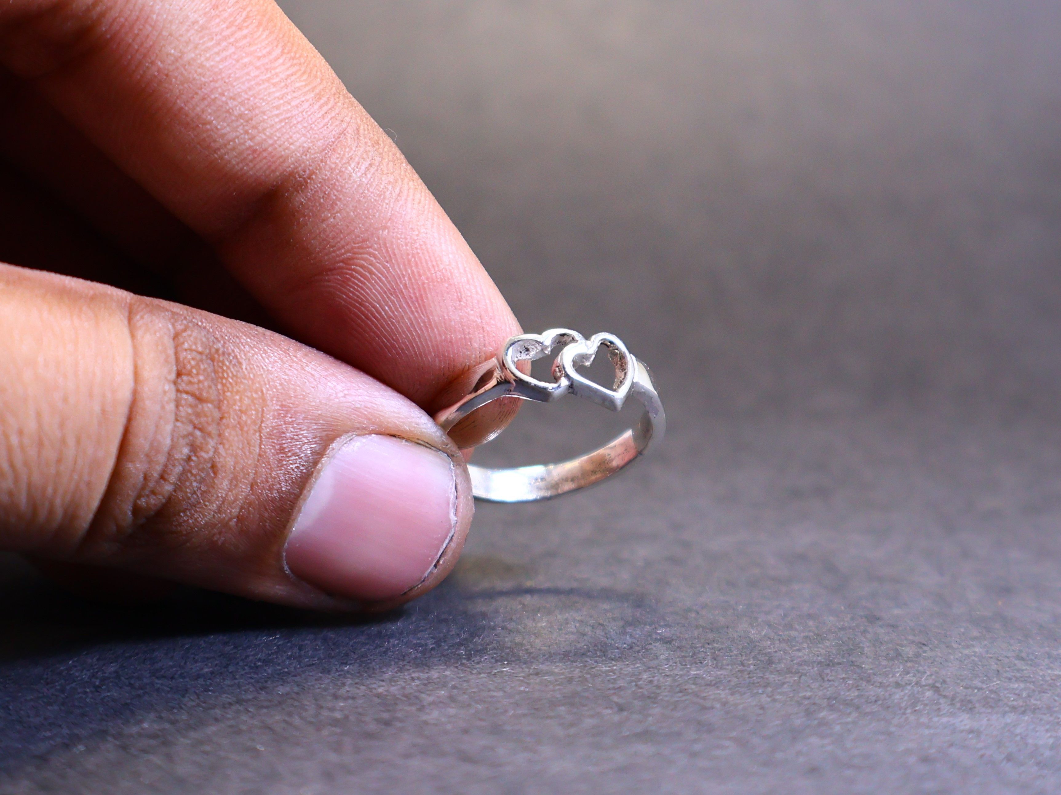 Handmade Double Heart Ring, Heart To Heart Ring, Sterling Silver Ring Size ONE SIZE - 7 Thumbnail