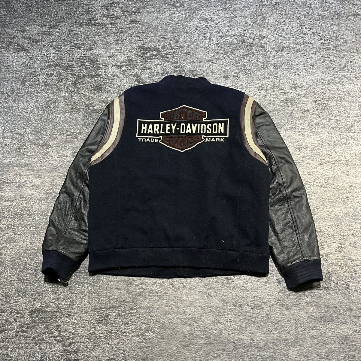 Harley Davidson VINTAGE HARLEY DAVIDSON GRUNGE LEATHER BOMBER VARSITY JACKET Size US XL / EU 56 / 4 - 2 Thumbnail